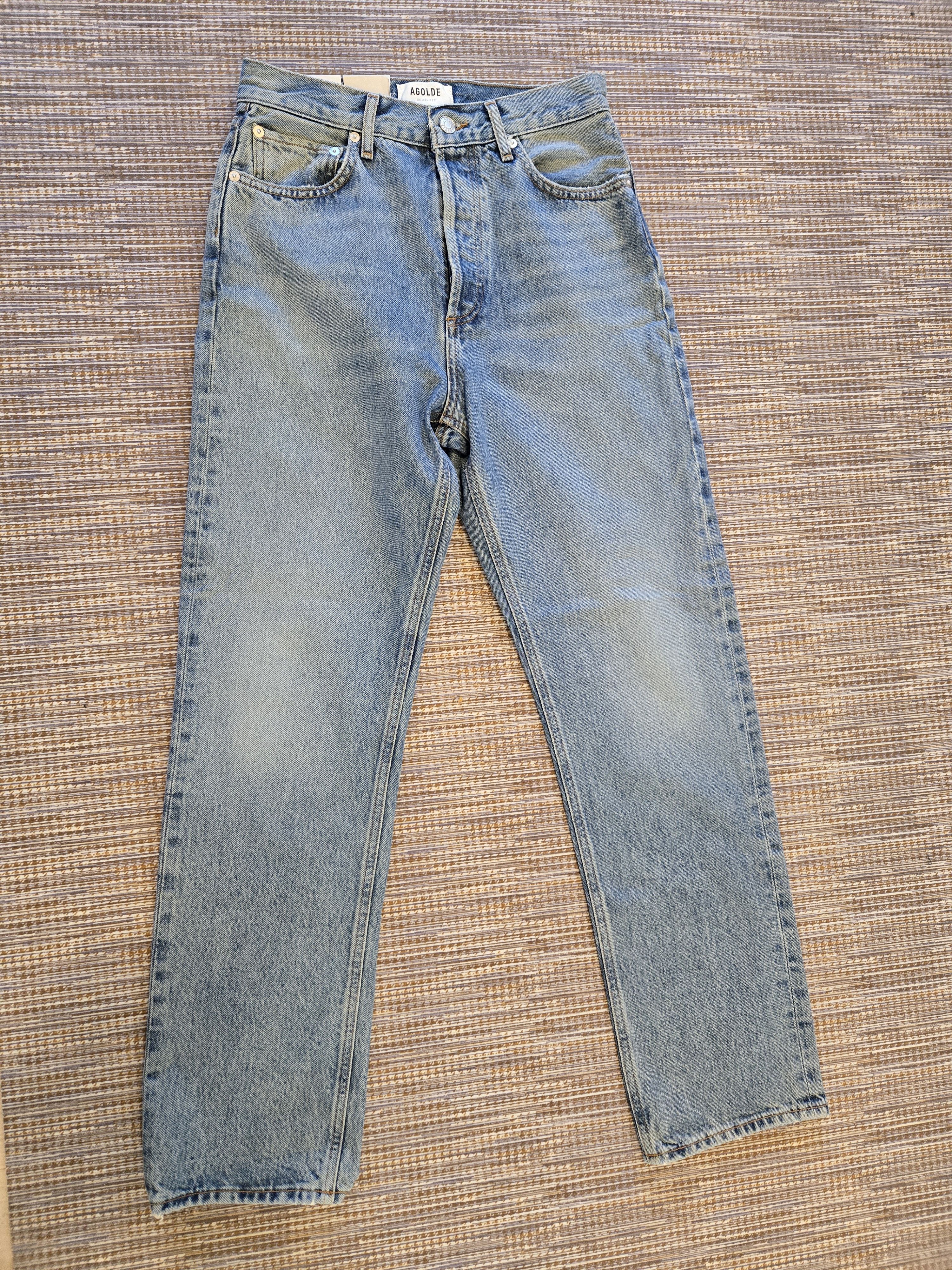 image of Agolde 90's Pinch Waist High Rise Straight Jeans - 26" in Navigate/Washed Jean Color, Women's