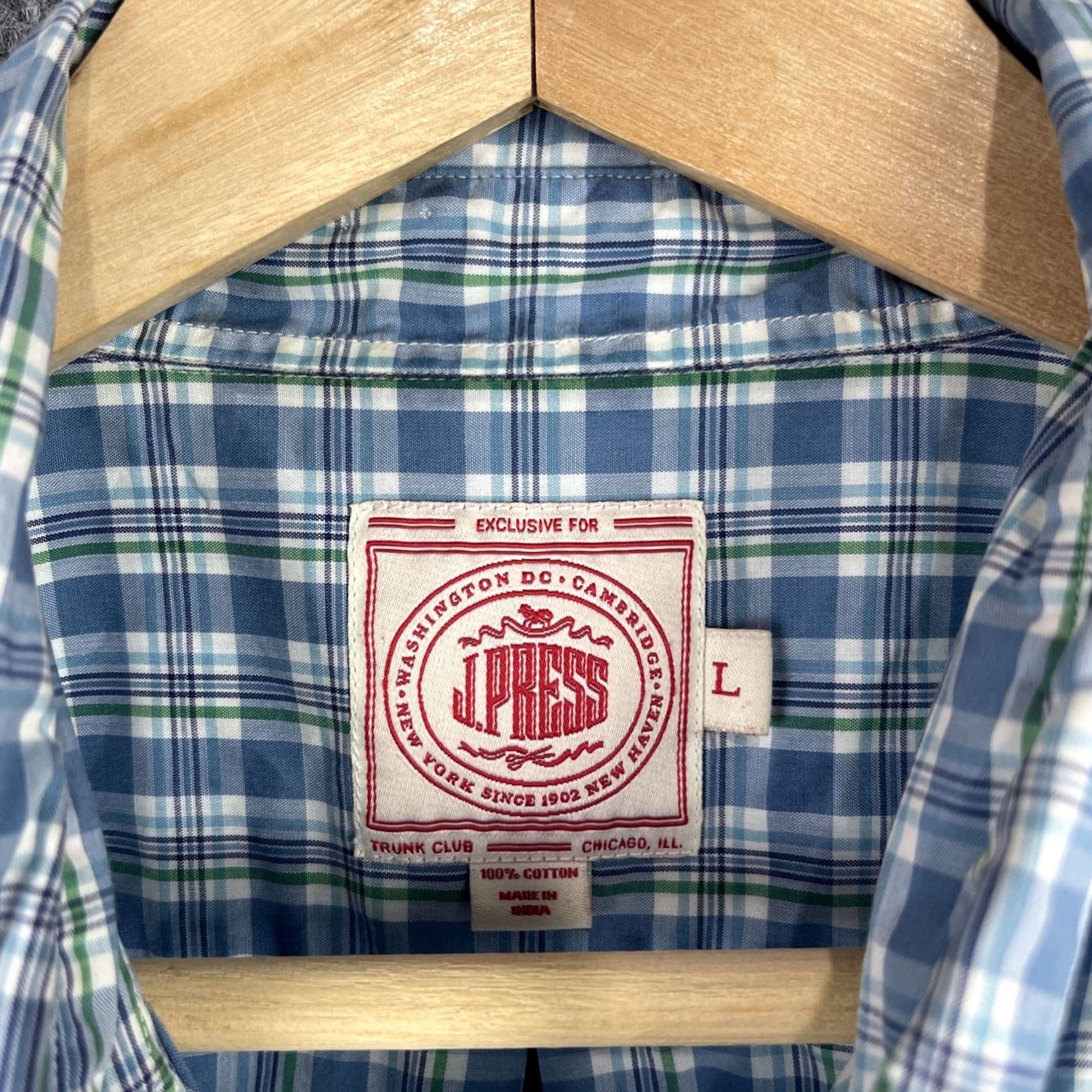 Vintage J. Press Shirt Mens Large Blue Button-Down Long Sleeve Check Pattern Size US L / EU 52-54 / 3 - 5 Thumbnail