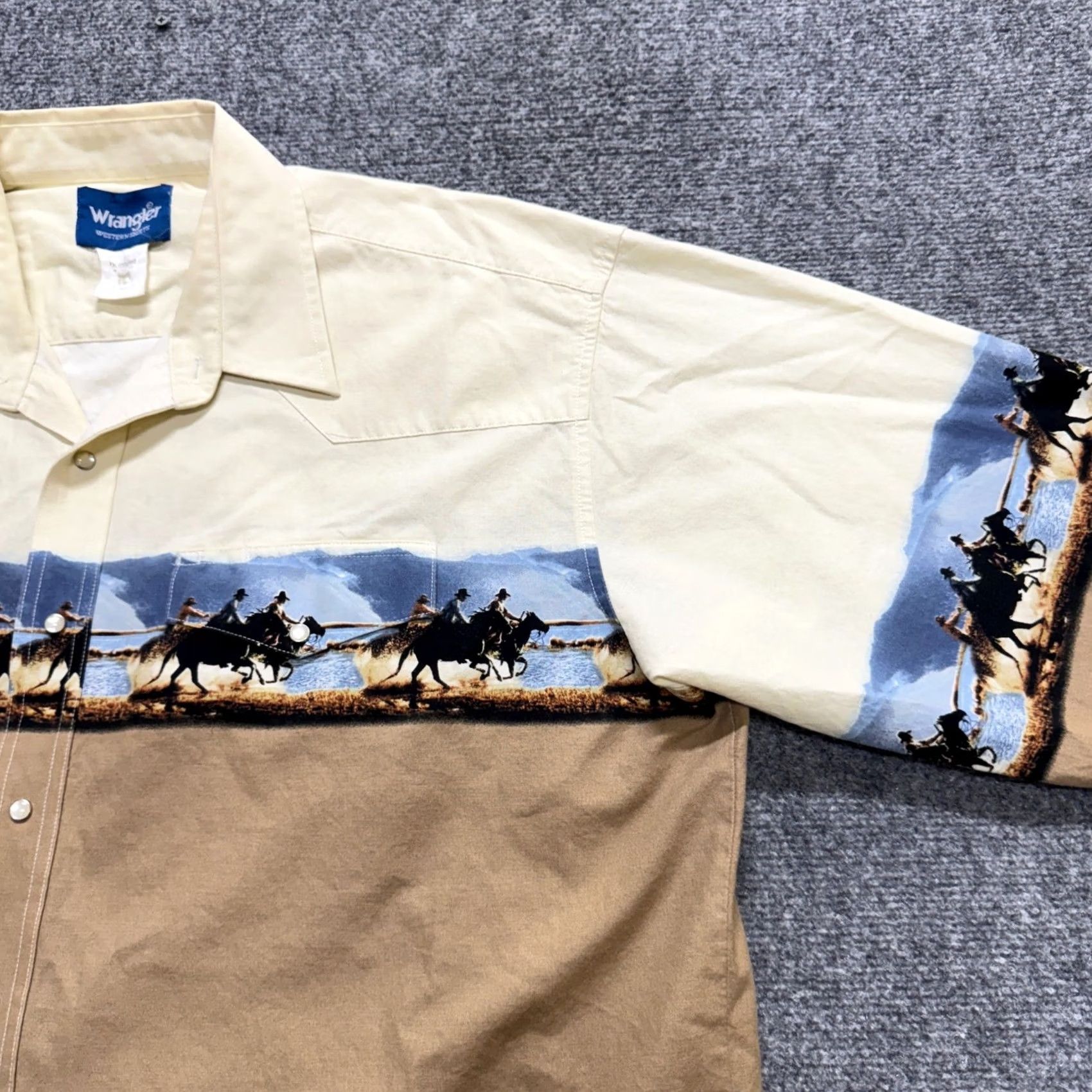Wrangler VINTAGE Wrangler Shirt Western Pearl Snap Long Sleeve Mens 2XL Distressed Themed Shirt Size US XXL / EU 58 / 5 - 5 Thumbnail