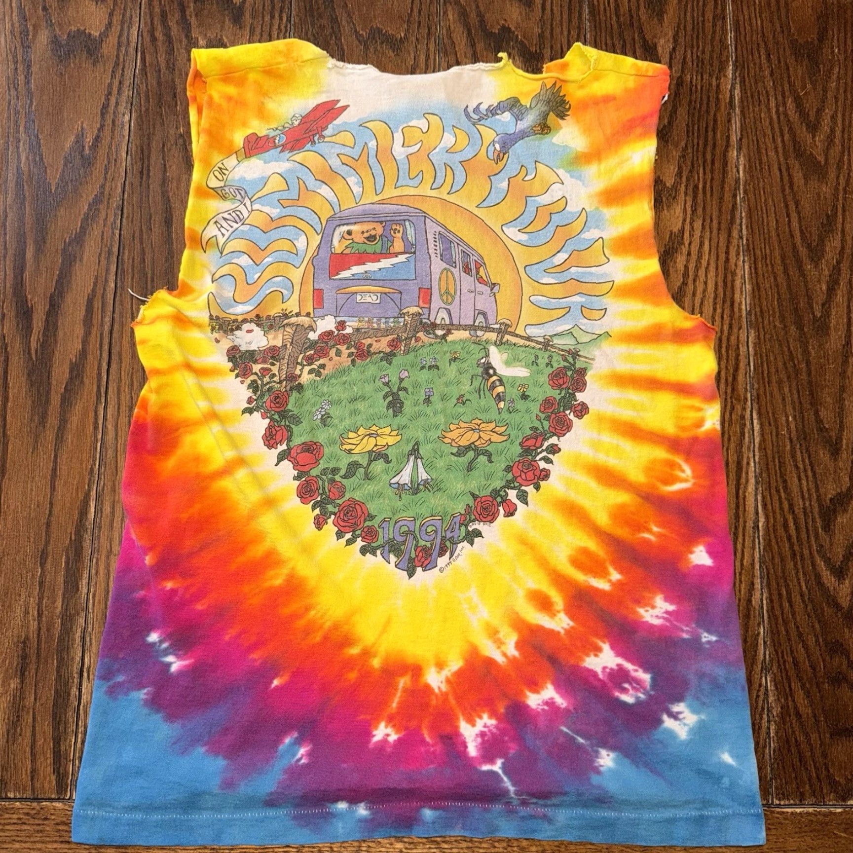Liquid Blue VINTAGE Liquid Blue Grateful Dead Shirt Mens Tie Dye 1994 Summer Tour Large Cut Tank 27" Long 20.25" Wide Size US L / EU 52-54 / 3 - 6 Thumbnail