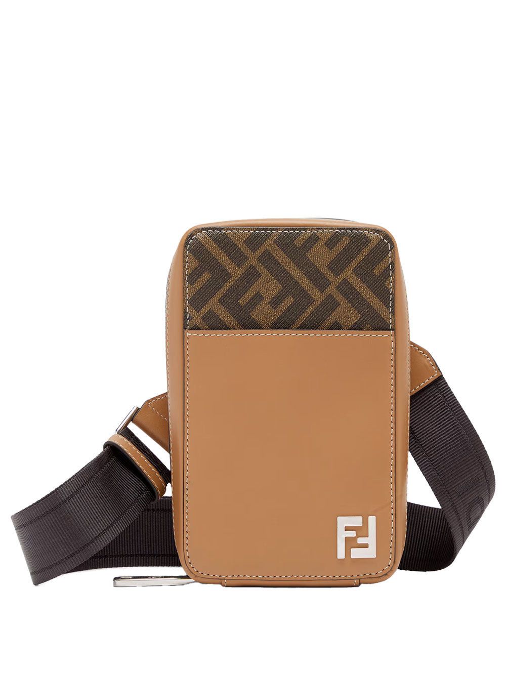 image of Fendi Ff Crossbody Phone Case in Sand/Tbmr, Men's