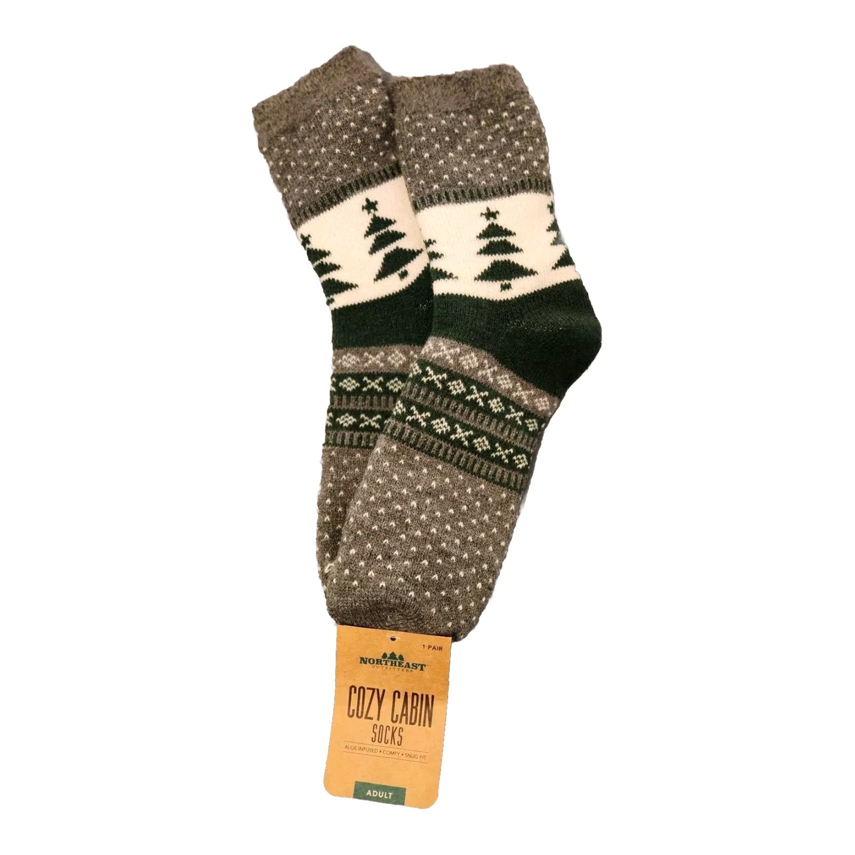 Vintage Northeast Outfitters Cabin boot socks outdoors Crew Socks 9-11 Women Taupe Holiday Snowflake Warm Comfy Mid Calf Knit Size US 9 / IT 39 - 2 Thumbnail