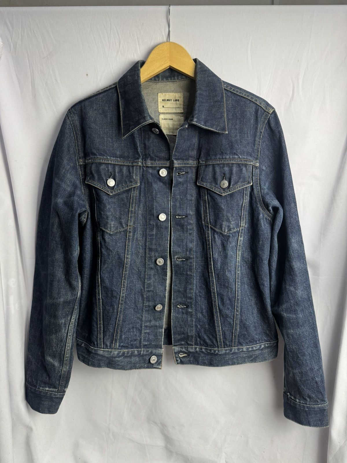 Helmut Lang HELMUT LANG LEATHER SLEEVE DENIM JACKET SS 03 | Grailed