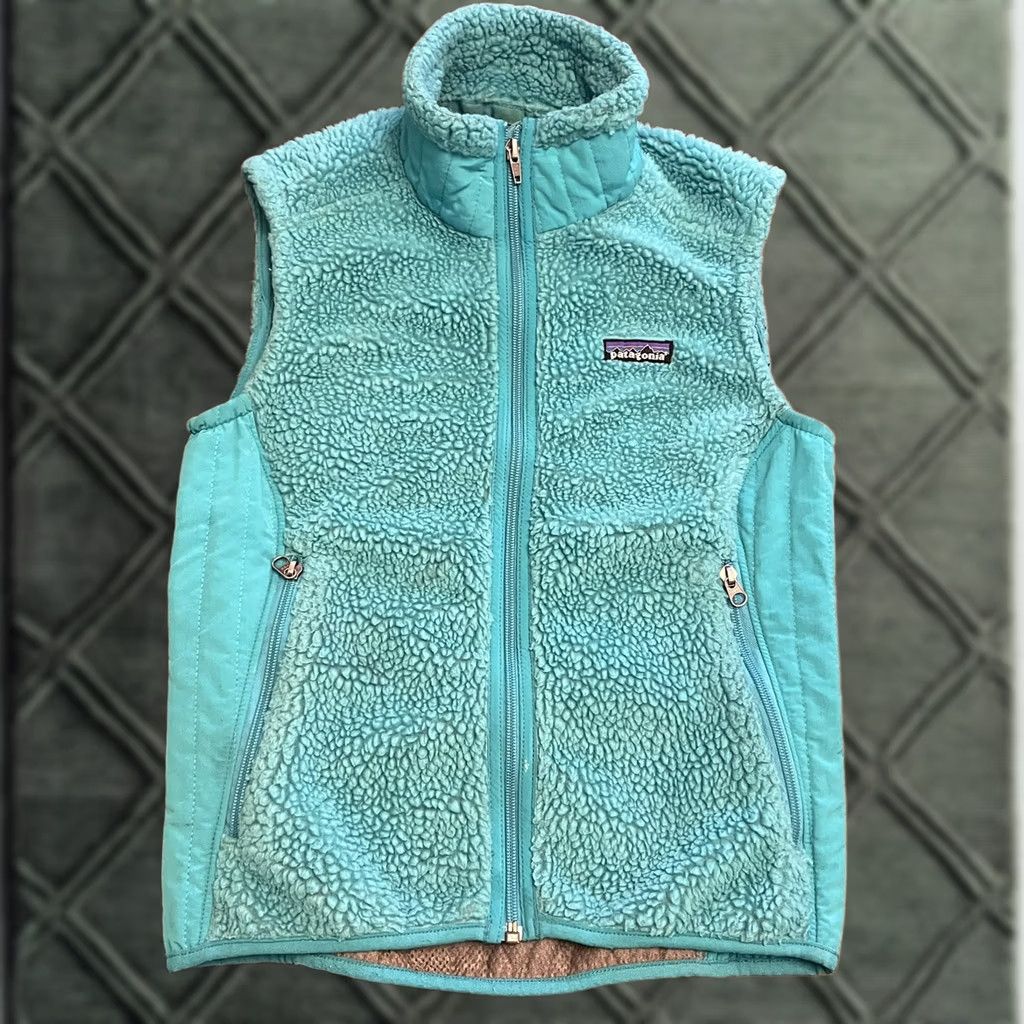 Patagonia Patagonia Retro-X Deep Pile Vest Womens S Aqua Solid Zip Vest Retro X Size S / US 4 / IT 40 - 1 Thumbnail