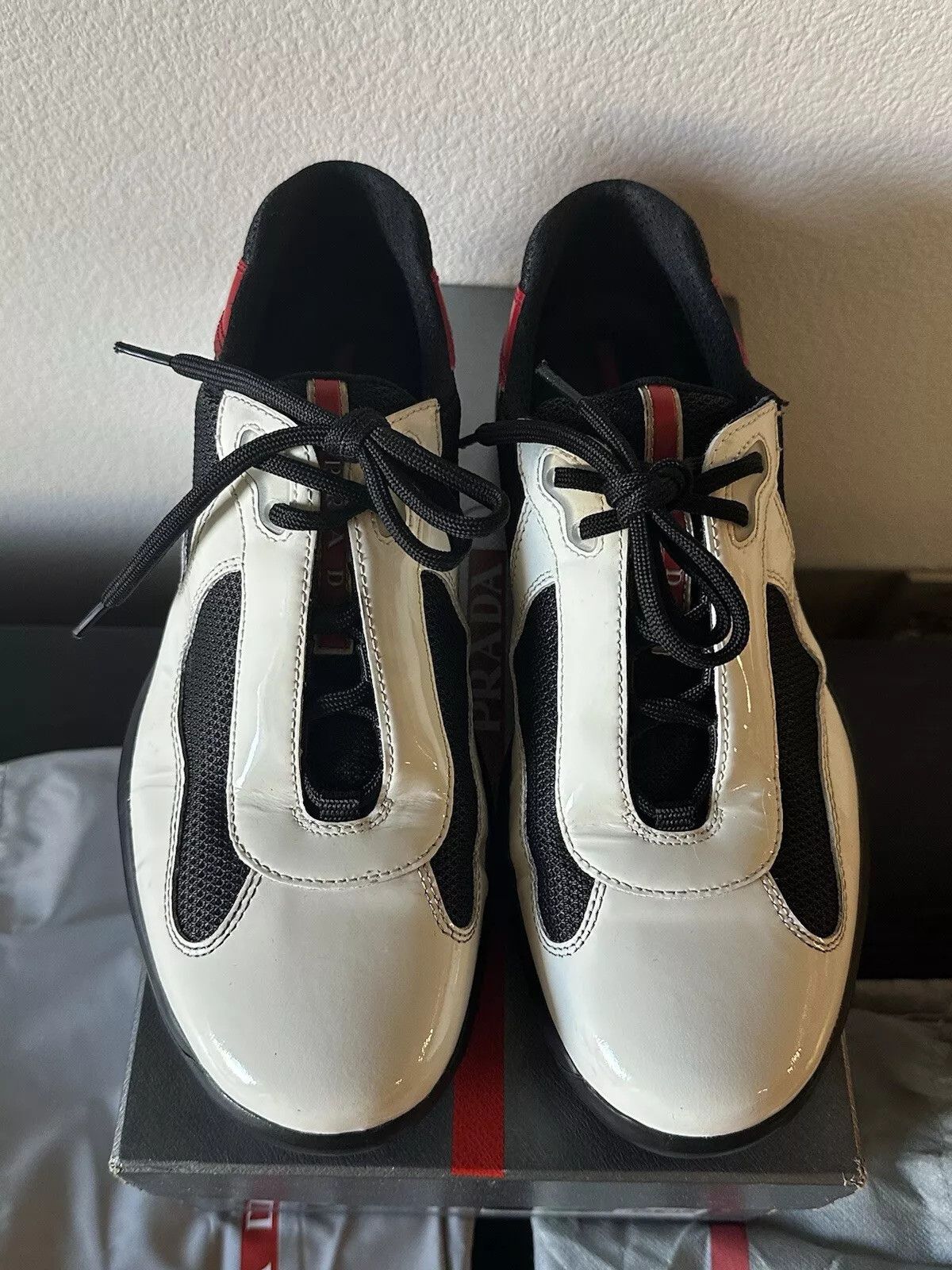 Prada Prada Cloudbust Sneakers Red White Black 9.5 Patent Leather Size US 9.5 / EU 42-43 - 4 Thumbnail