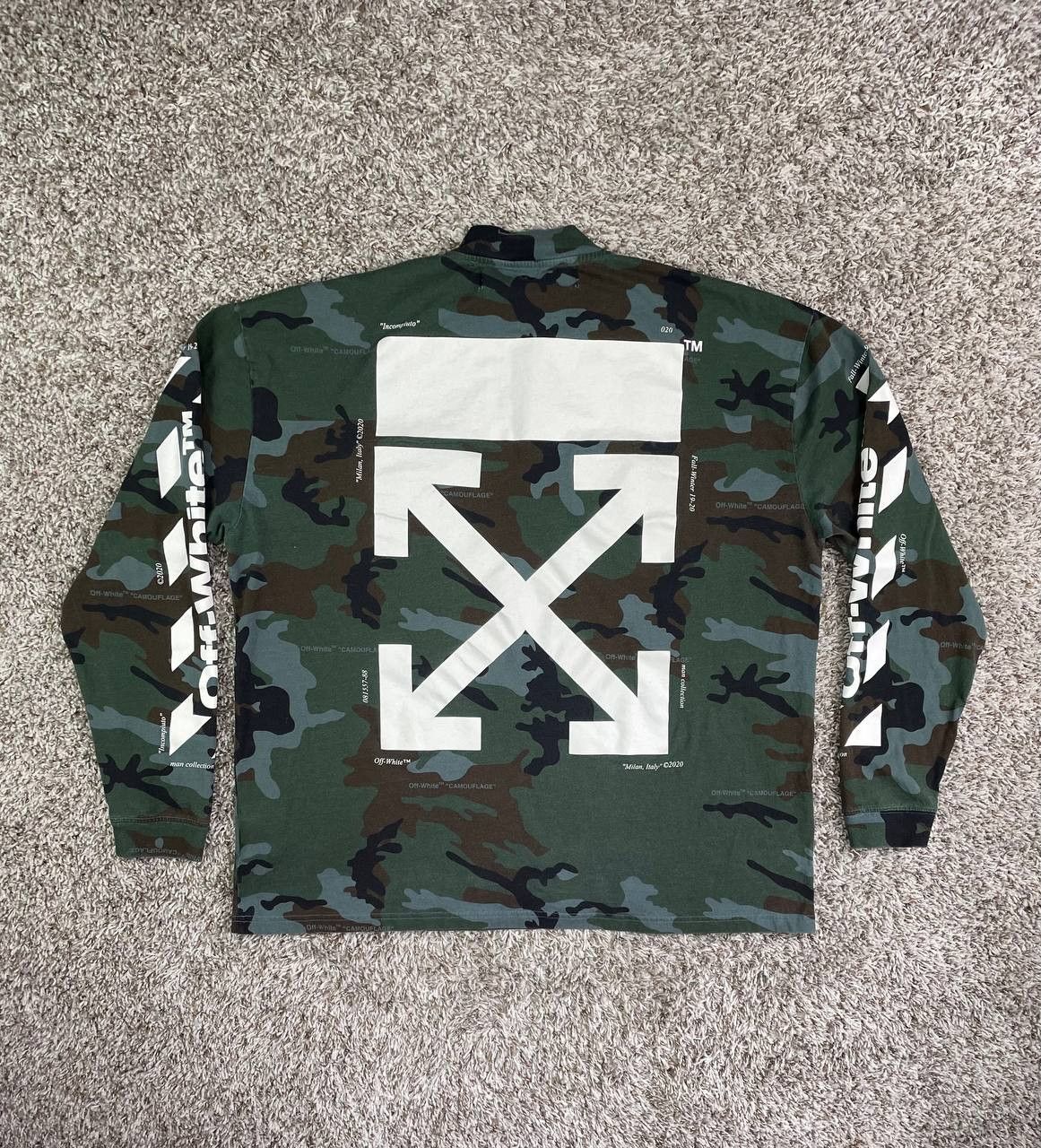 Off-White Off-White Long Sleeve Zip Mock Neck Tee Blue Camo Size US M / EU 48-50 / 2 - 15 Thumbnail