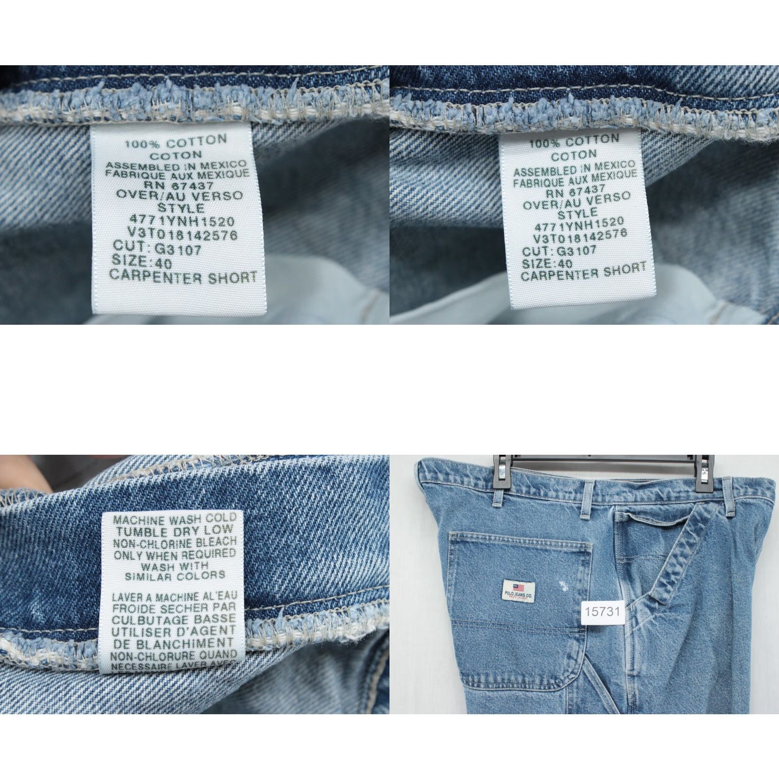 Ralph Lauren VINTAGE Ralph Lauren Polo Jeans Co. Denim Carpenter Shorts Mens 40 Baggy 90s Y2K Blue Denim Shorts Size US L / EU 52-54 / 3 - 8 Thumbnail