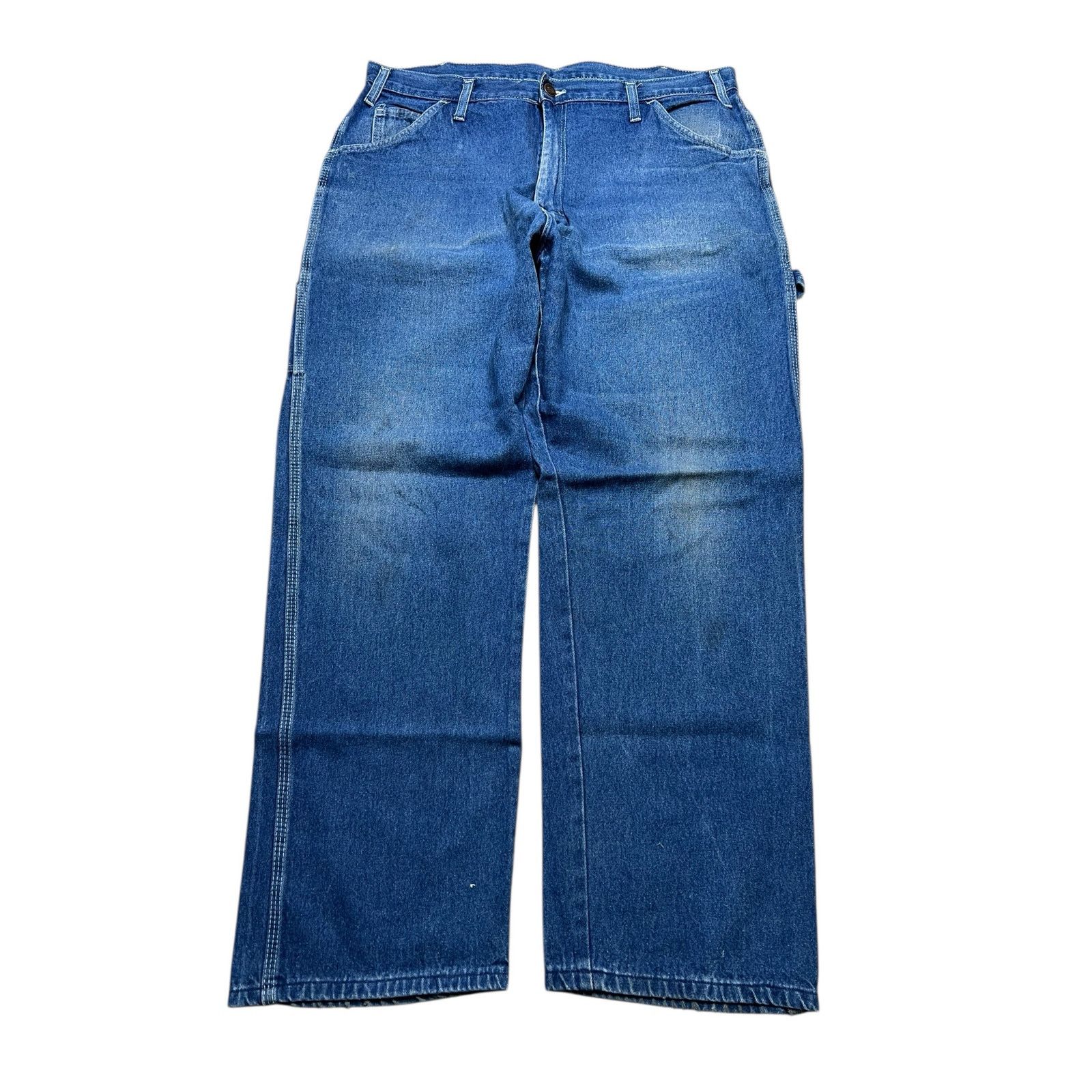 Vintage 80s Dickies Carpenter Jeans Actual Sz 36x28 Blue