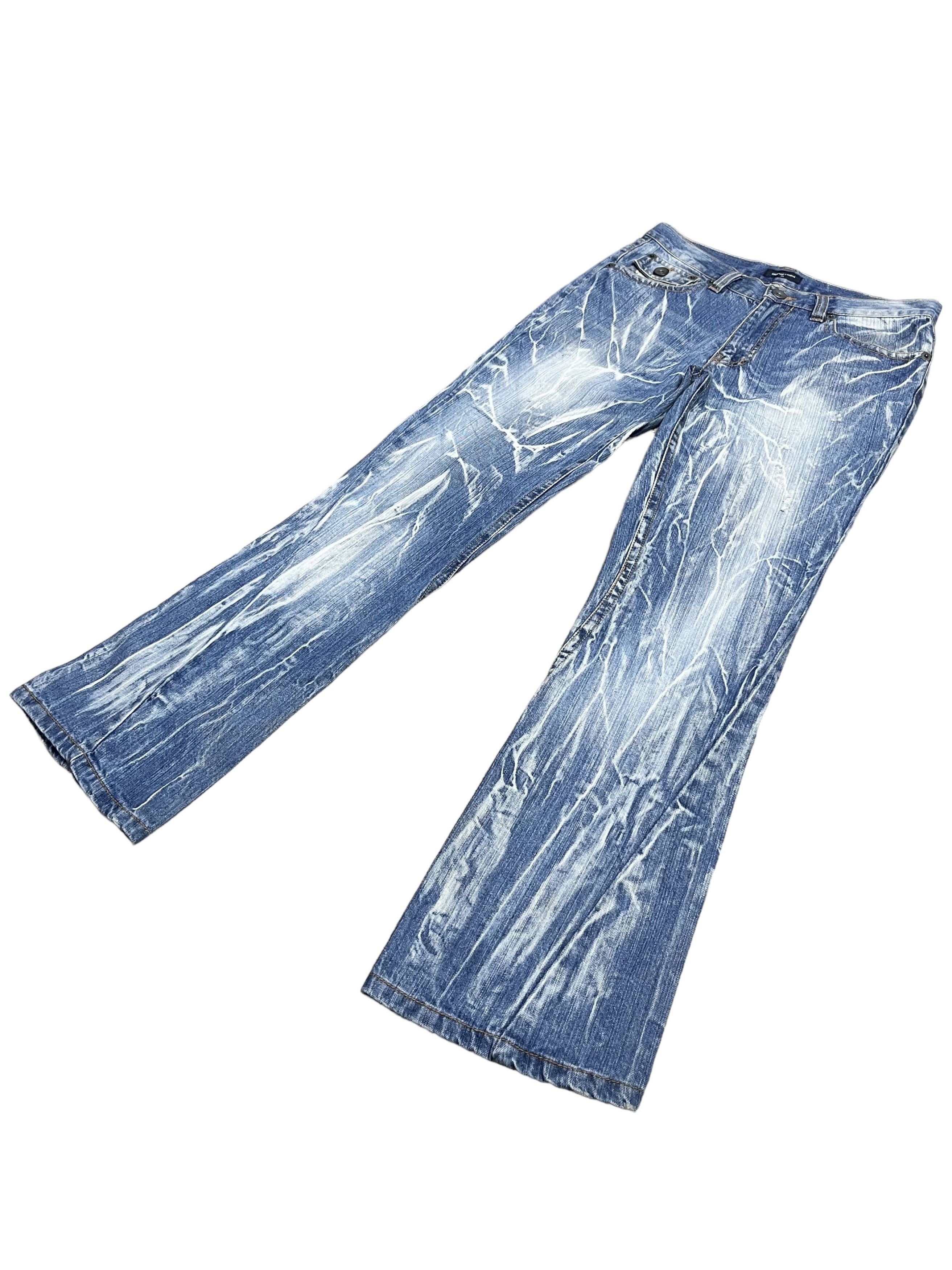 If Six Was Nine × Signal Sport SICK🔥PUNK Thunder Lightning Whiskered Acid Wash Flare Jeans Size US 31 - 5 Thumbnail