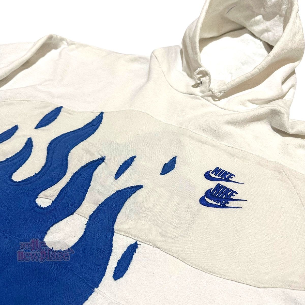 Nike White Pirate BLUE Flame “BlueSea” 598 Hoodie Reworked Size US XXL / EU 58 / 5 - 4 Thumbnail