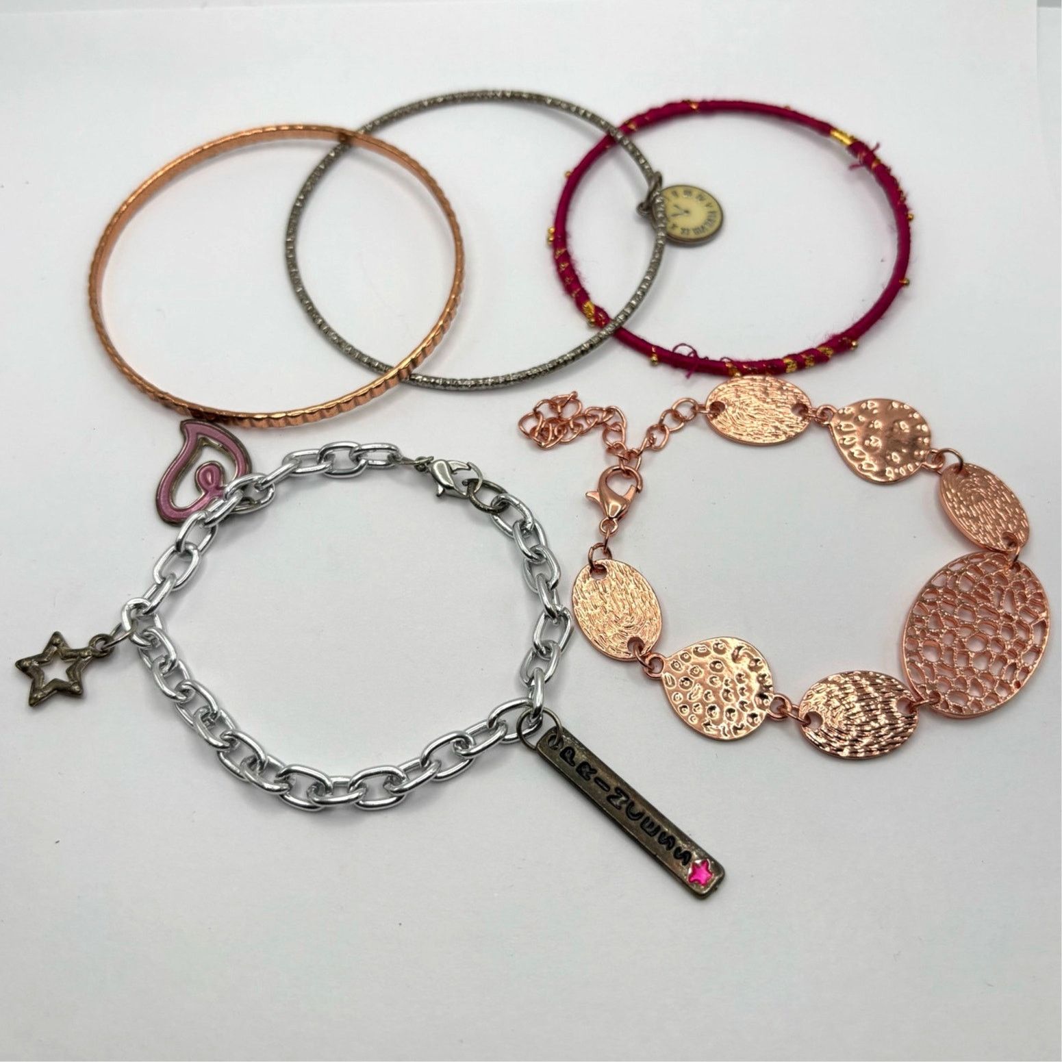 Other Silver & Pink Heart Bracelet Bundle Size ONE SIZE - 3 Thumbnail