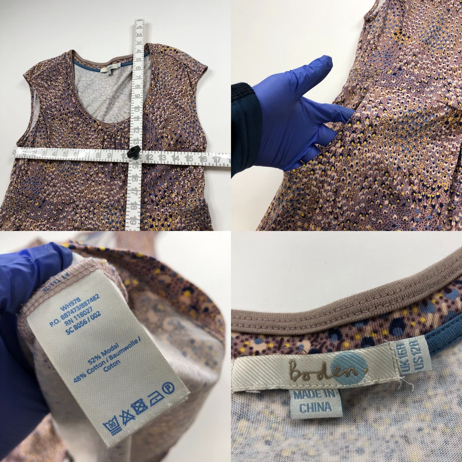 Boden Boden Dress 12 Sheath Above Knee Multicolor All Over Print Blue Brown WH978 Womens Casual Knit Cotton Modal Blend Wool? No Size XL / US 12-14 / IT 48-50 - 8 Thumbnail