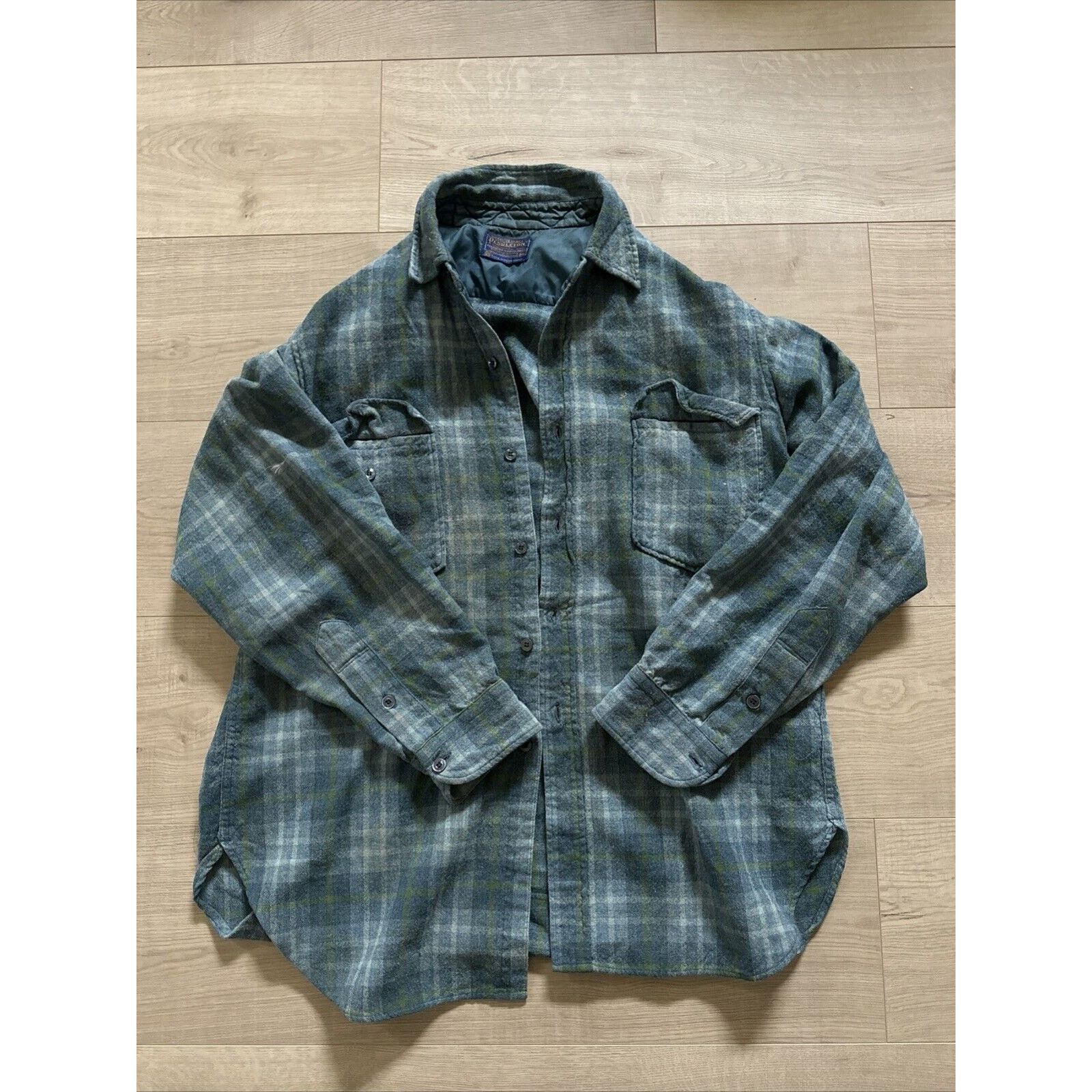 Pendleton Vintage Pendleton Wool Shirt Men's Green Multi Plaid Flap Size US L / EU 52-54 / 3 - 1 Thumbnail