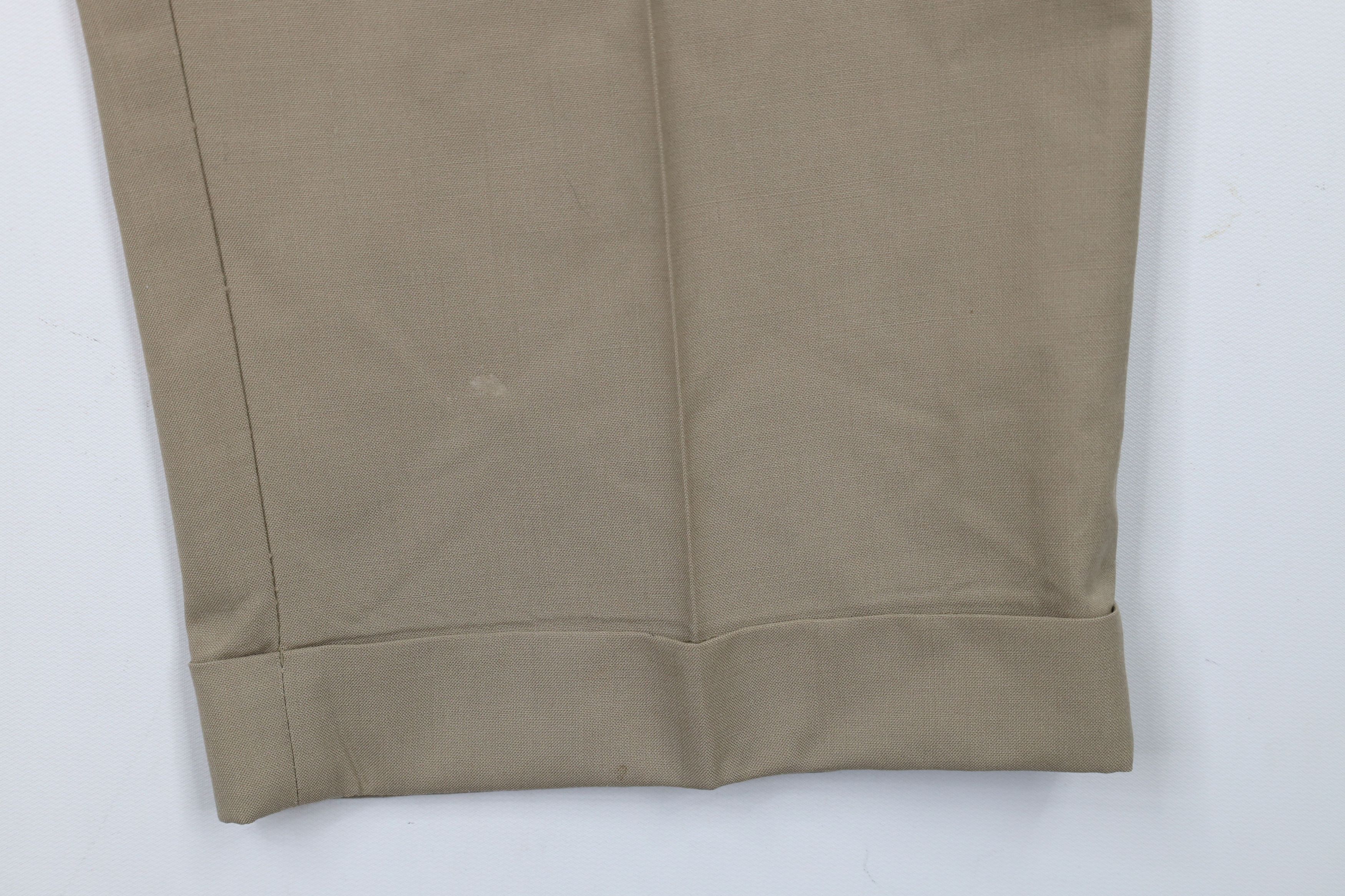 Brooks Brothers × Vintage Vintage 90s Brooks Brothers Cuffed Wool Chino Pants Beige Size US 36 / EU 52 - 5 Thumbnail