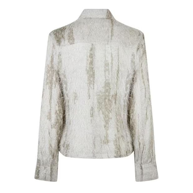 Amiri o1g2r1mq0824 Eyelash Button Down Shirt in Cream Size S / US 4 / IT 40 - 2 Thumbnail