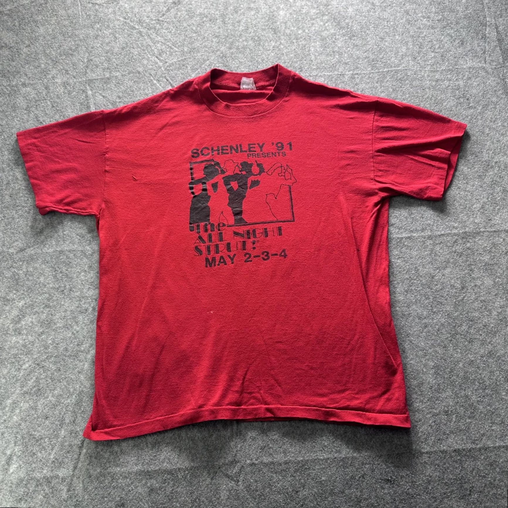 Vintage VINTAGE Schenley '91 All Night Strut Shirt Mens Large Red Graphic 90s 1991 SS Size US L / EU 52-54 / 3 - 2 Thumbnail