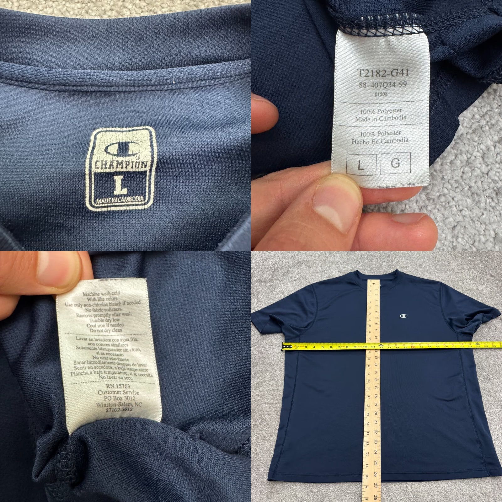 Champion Champion Active Logo T‑Shirt Mens Large Navy Blue Short Sleeve Crew Athletic Tee Size US L / EU 52-54 / 3 - 8 Thumbnail