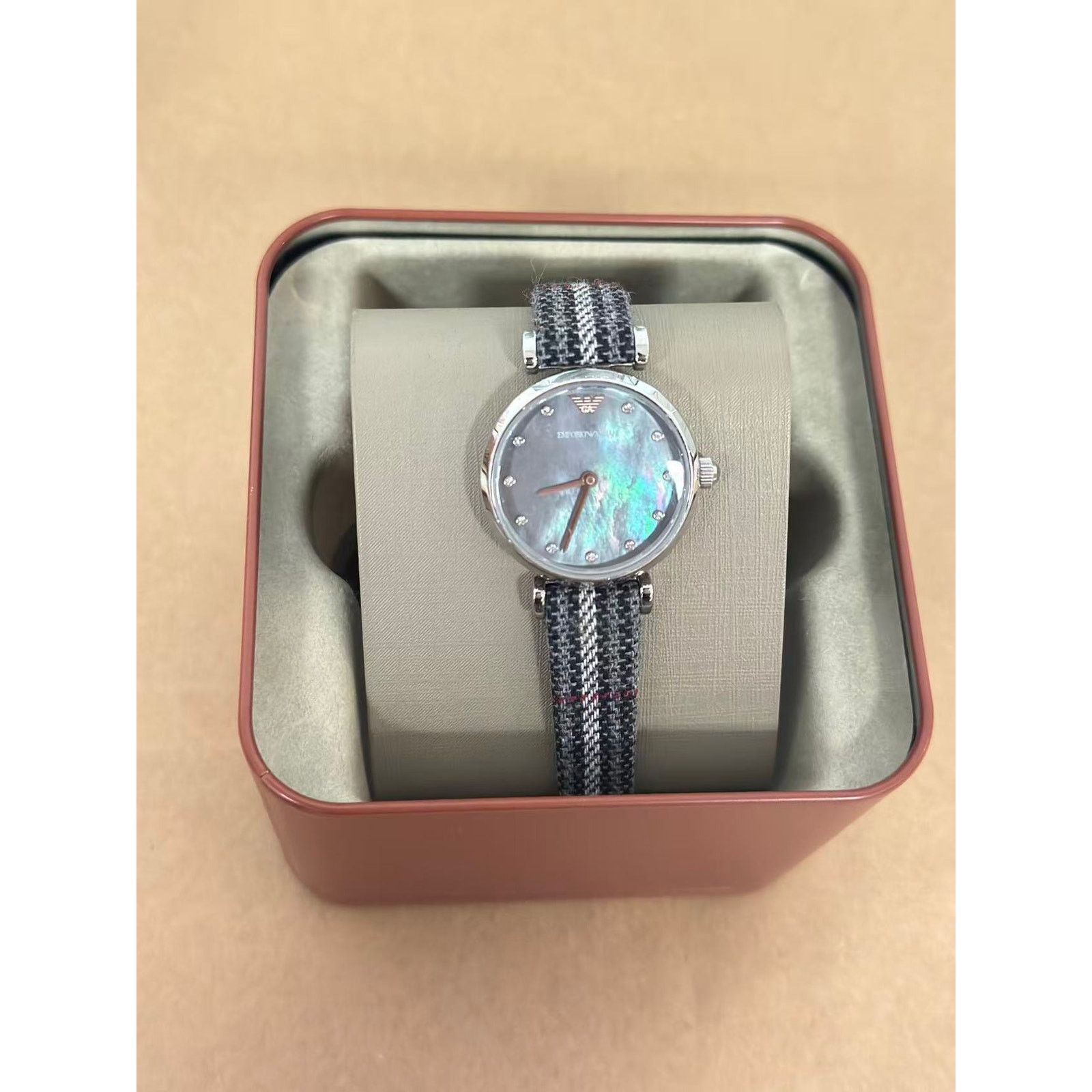 Emporio Armani AR11343 Two Hand Grey Fabric Band Watch