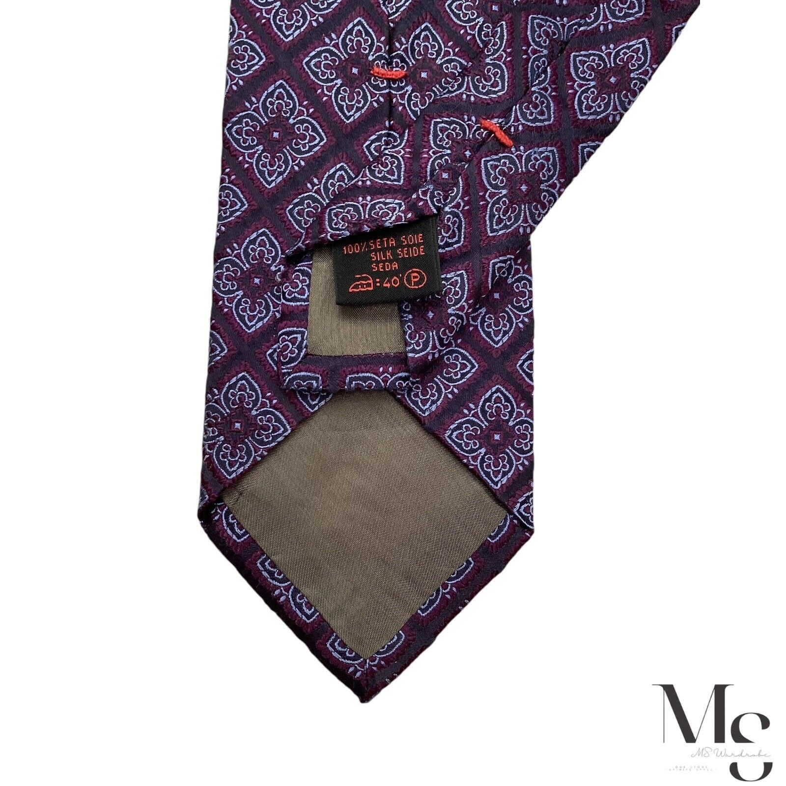 Romeo Gigli ROMEO GIGLI Purple Floral Silk Tie Made In Italy W: 3.25" EX Size ONE SIZE - 5 Thumbnail