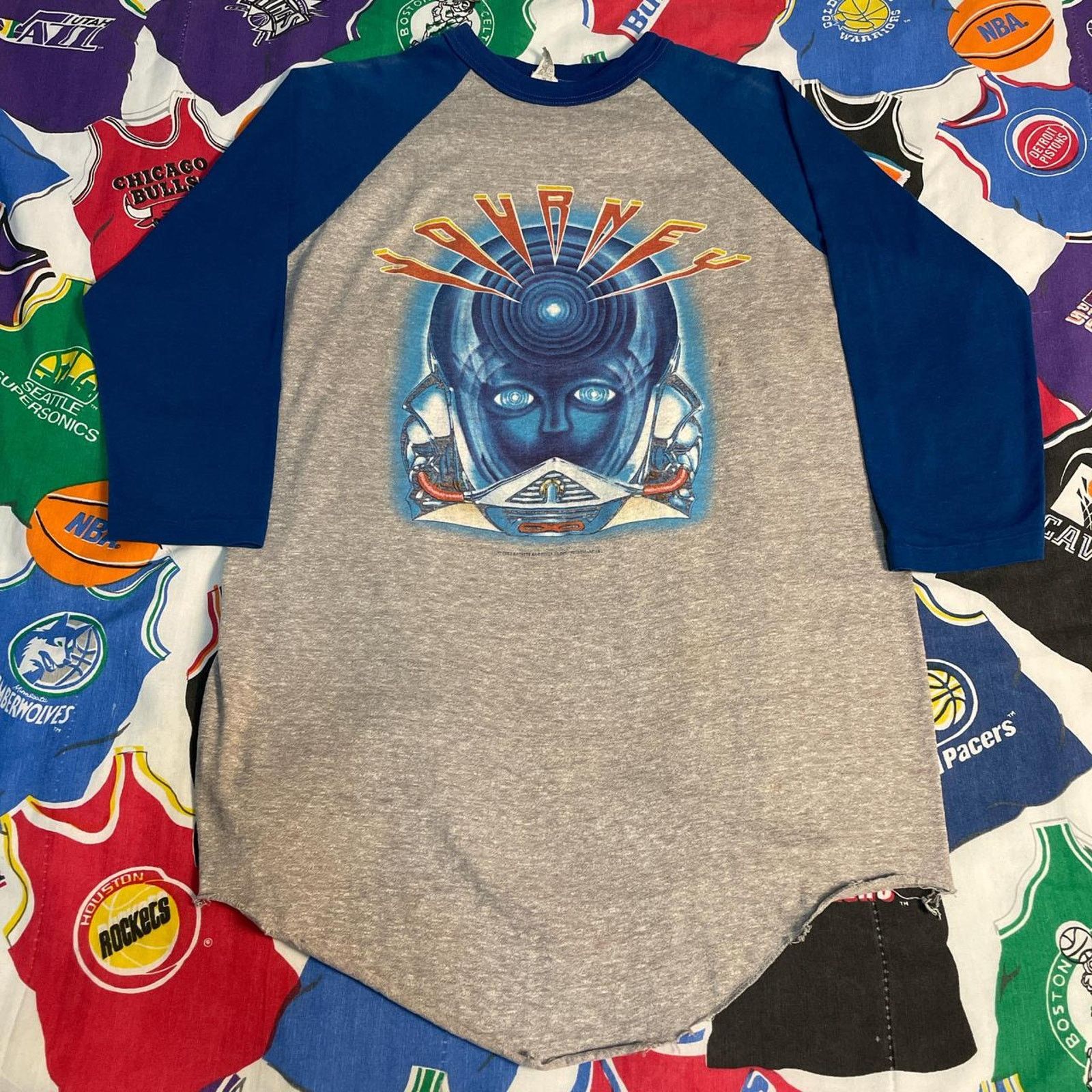Band Tees × Vintage Vintage Journey Frontiers World Tour 1983 3/4 Sleeve Raglan Size US L / EU 52-54 / 3 - 1 Thumbnail