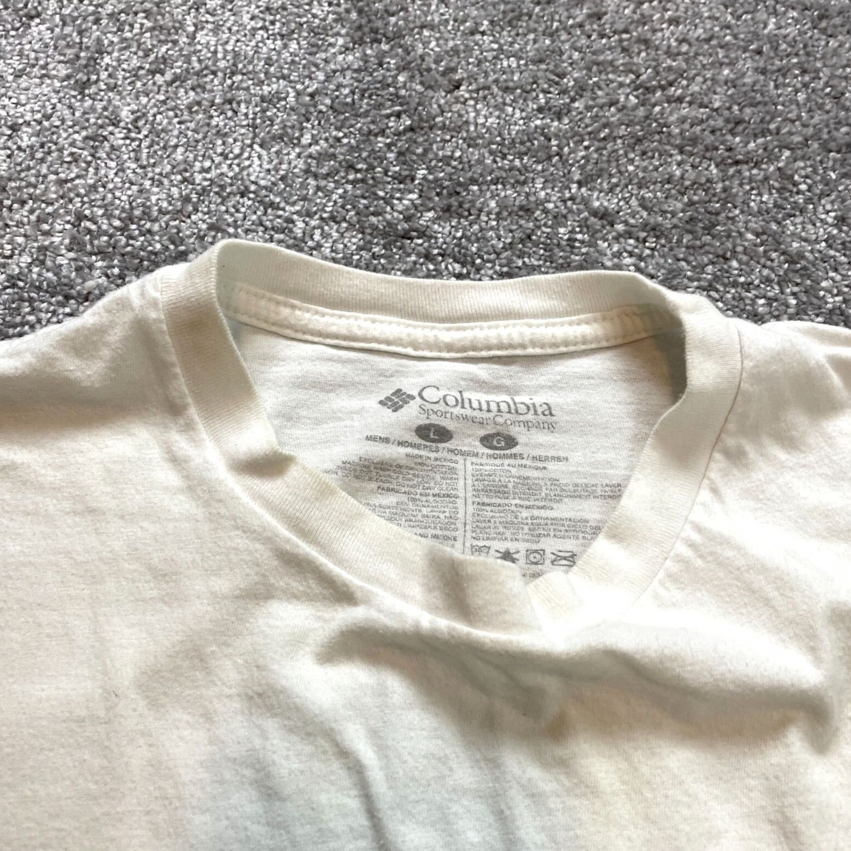 Logo 7 Columbia Shirt Mens Large White Short Sleeve Cotton Logo Outdoor Hiking Adult Size US L / EU 52-54 / 3 - 6 Thumbnail