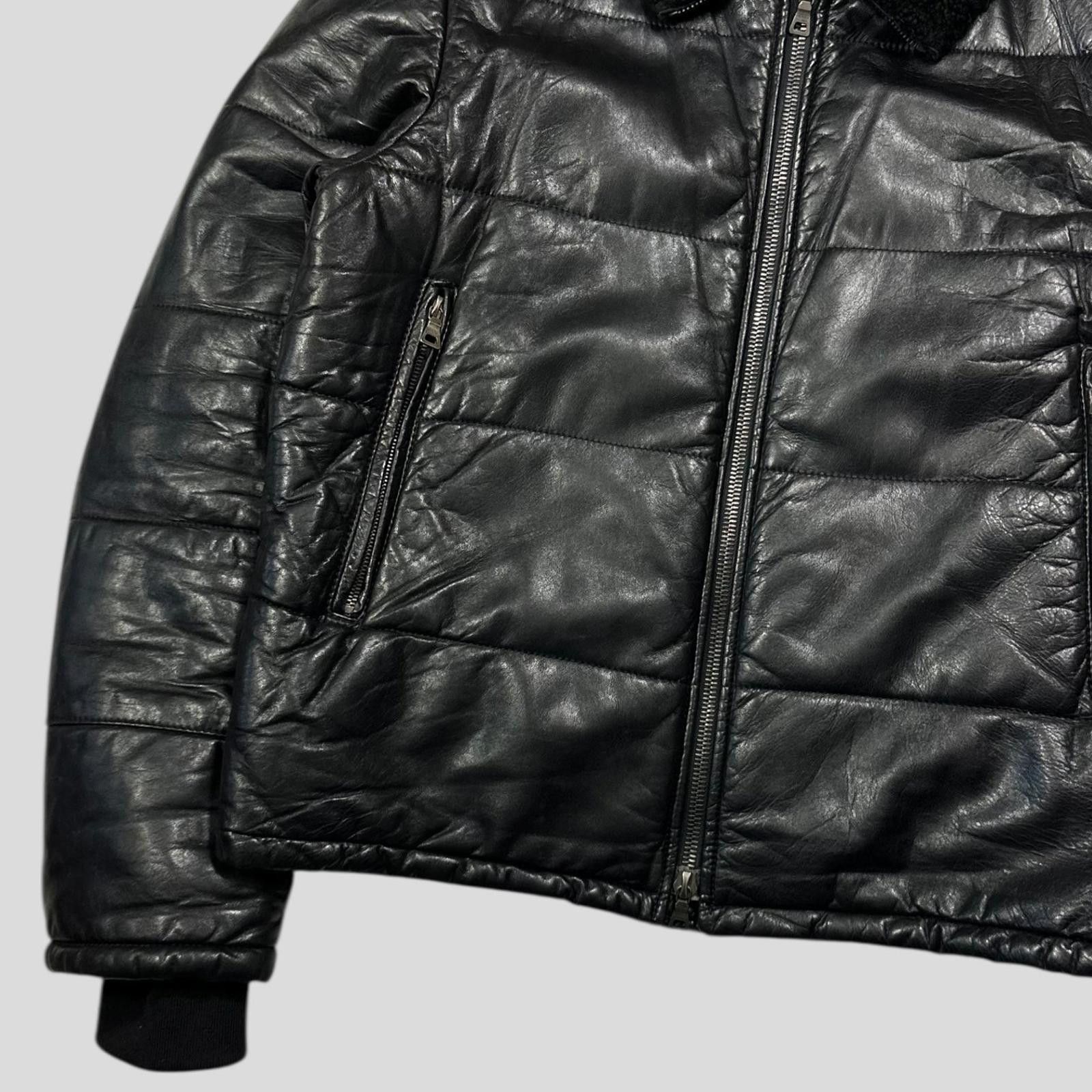 Prada Sport 00’s Leather Aviator Fur Collar Hooded Puffer L