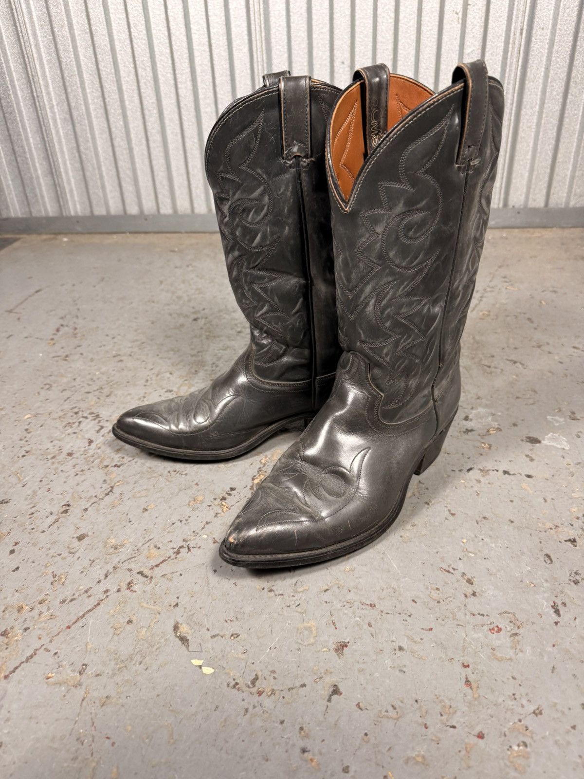 Acme Clothing 70s Vintage Acme Satin Black Made In Usa Cowboy Boots Size US 8.5 / EU 41-42 - 10 Thumbnail