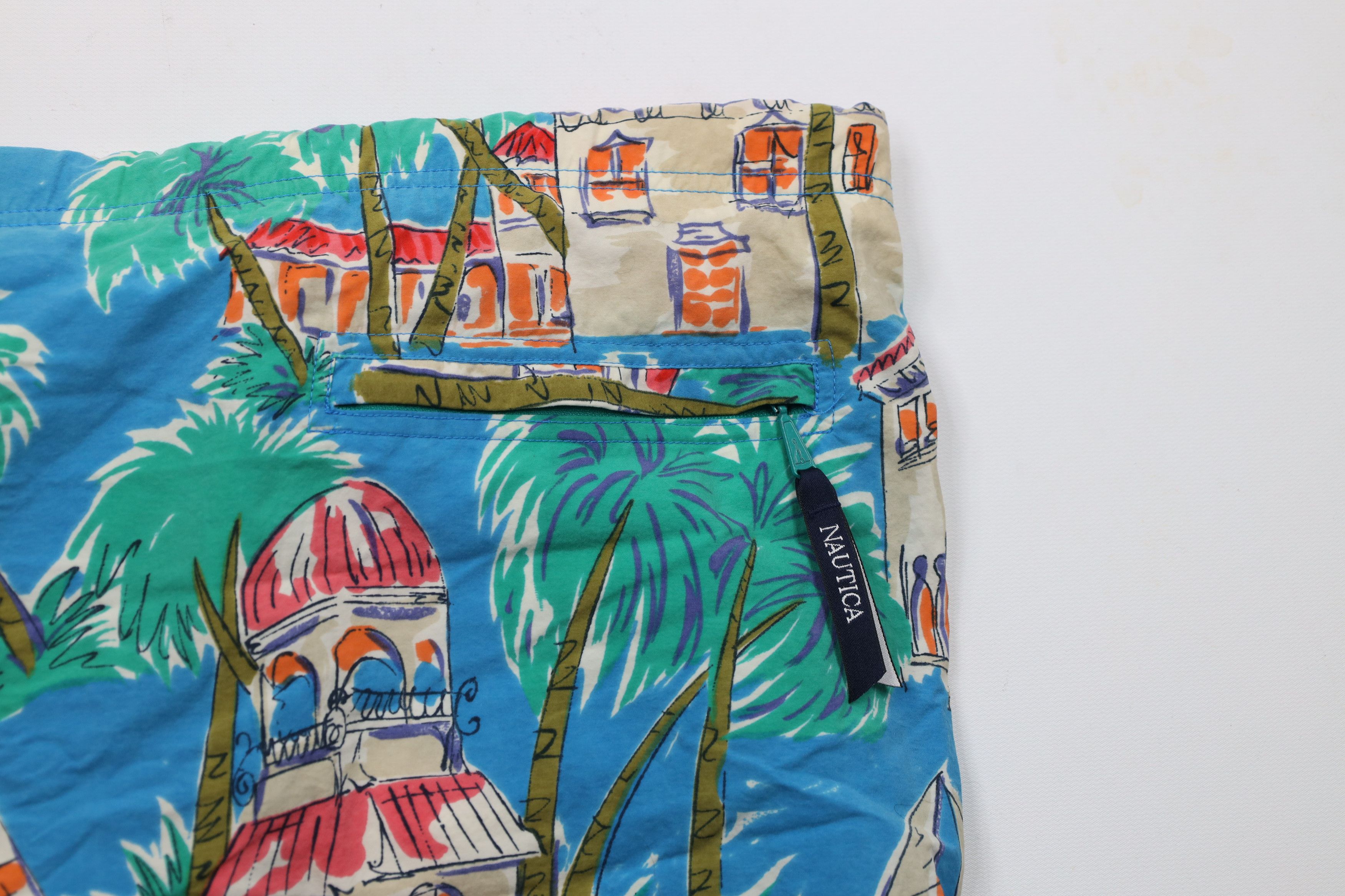 Nautica × Vintage Vintage 90s Nautica All Over Print Lined Shorts Trunks Size US 38 / EU 54 - 9 Thumbnail