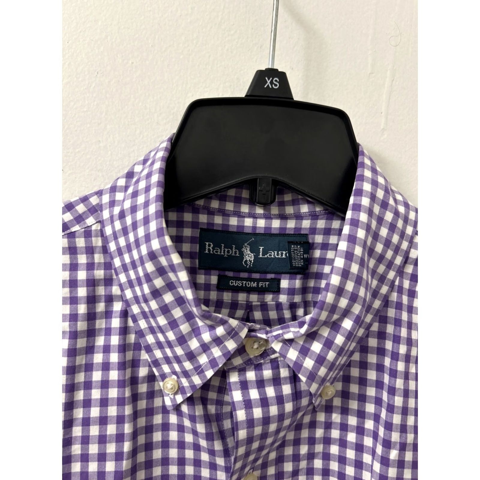 Ralph Lauren VINTAGE Ralph Lauren Shirt Mens Large Purple Plaid Oxford Button Down Green Pony L/S Size US L / EU 52-54 / 3 - 6 Thumbnail
