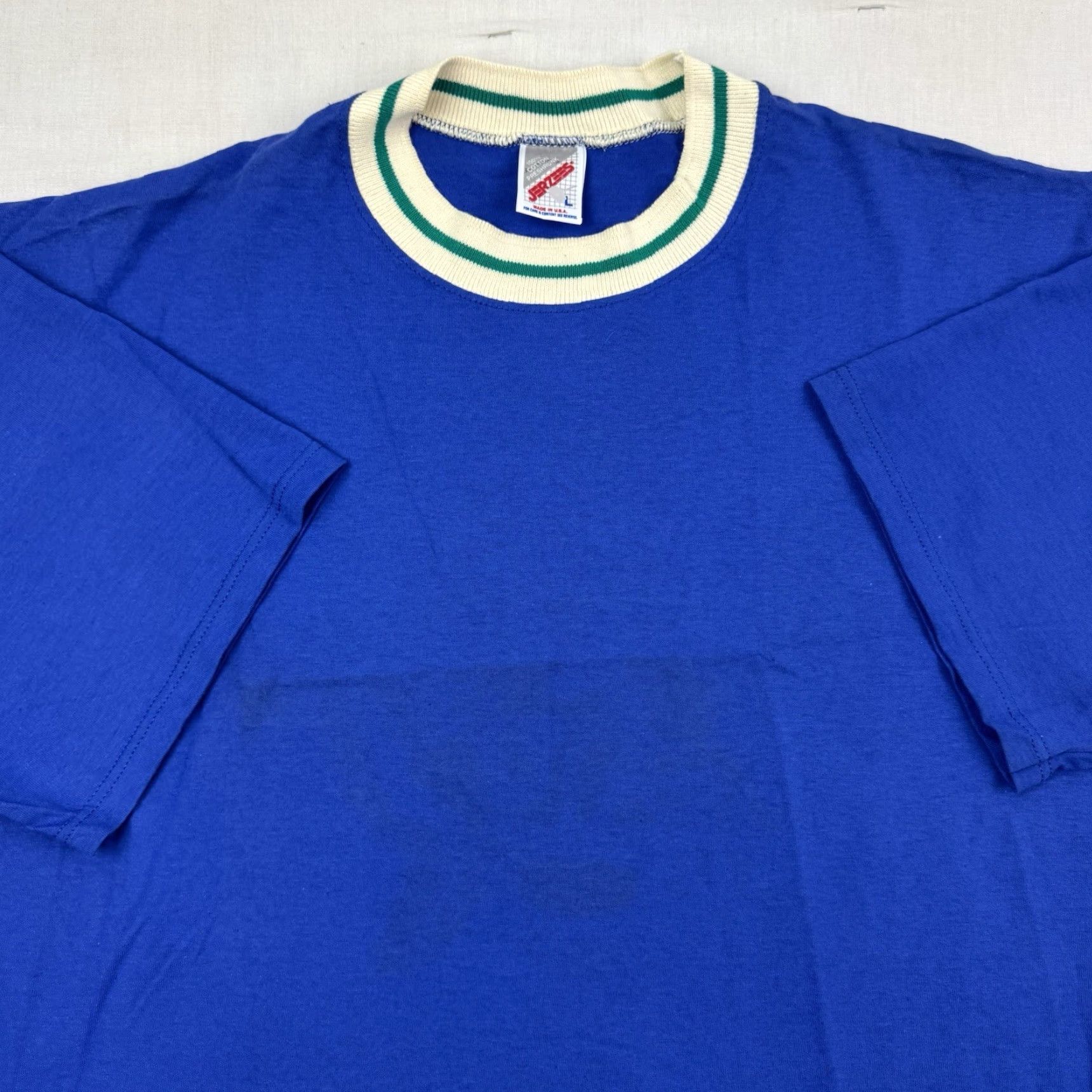 Jerzees VINTAGE Jerzees Blank T Shirt Adult Large NWOT Collar Made In USA Hipster 90s USA Classic Mens Shirt Blue Cotton Short Sleeve Size US L / EU 52-54 / 3 - 2 Thumbnail