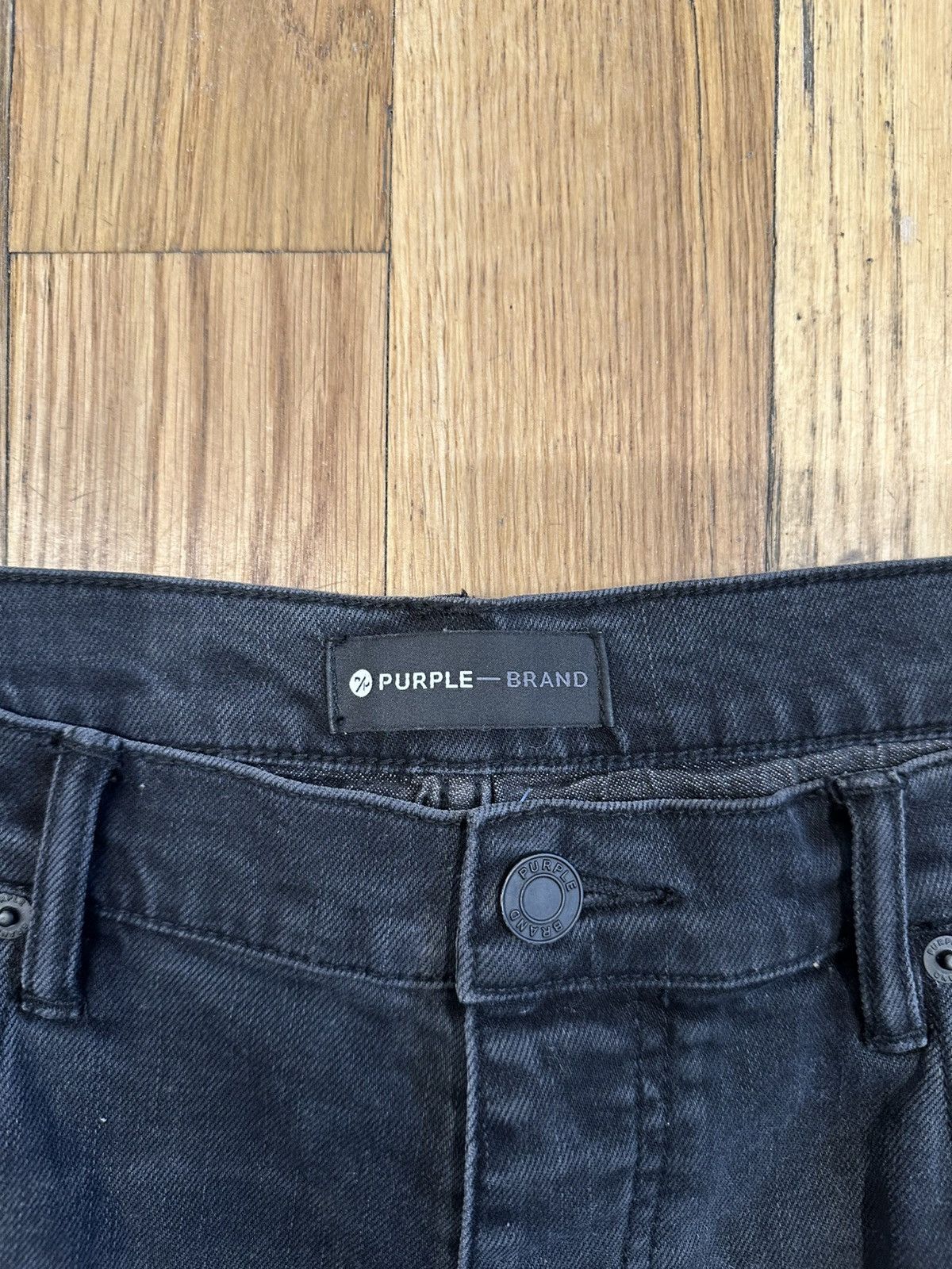 Purple Brand Purple Brand Knee Hole Patched Faded Black Denim Jeans Sz 40 Size US 40 / EU 56 - 3 Thumbnail