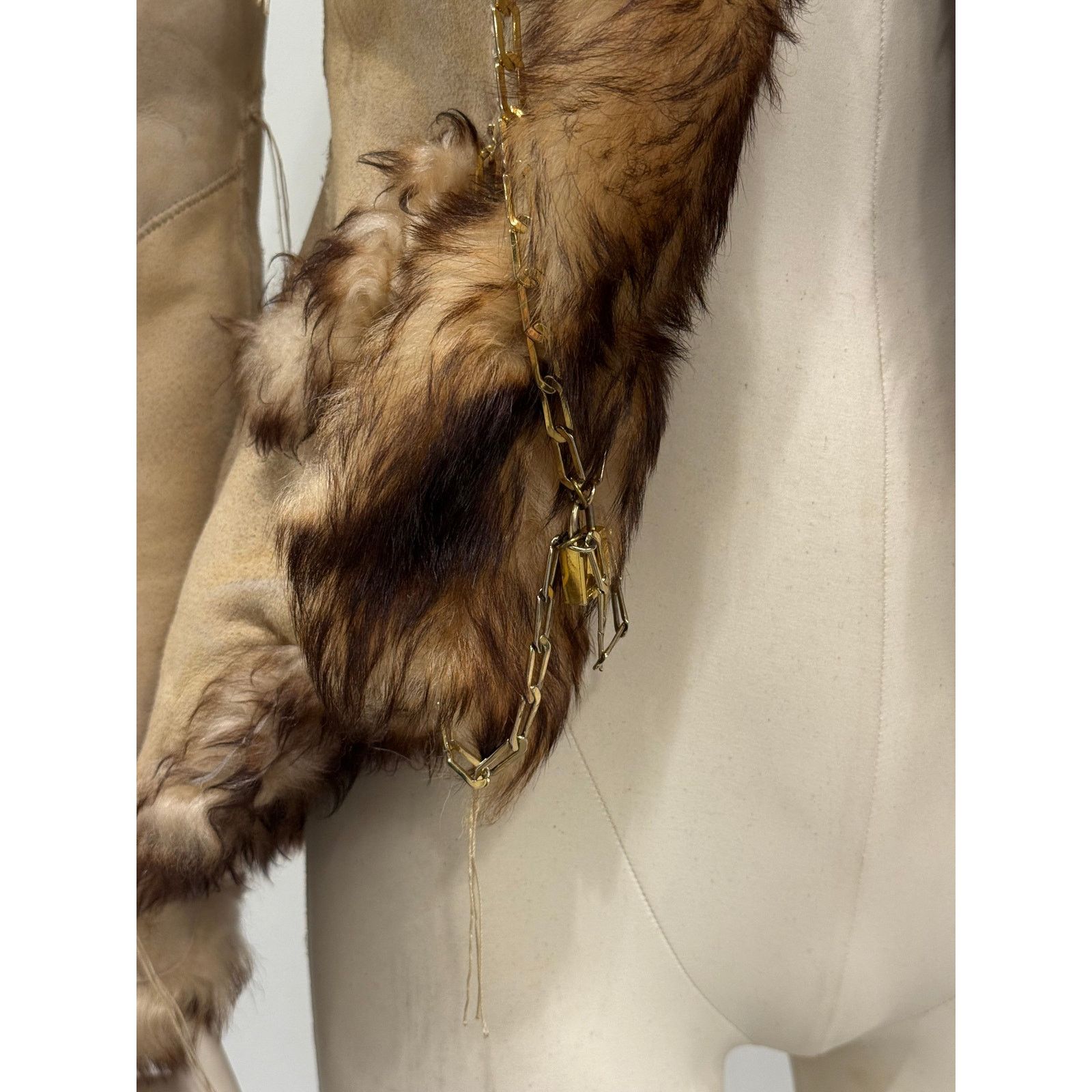 Roberto Cavalli 2000s Roberto Cavalli Shearling leather jacket with chains Size M / US 6-8 / IT 42-44 - 9 Thumbnail