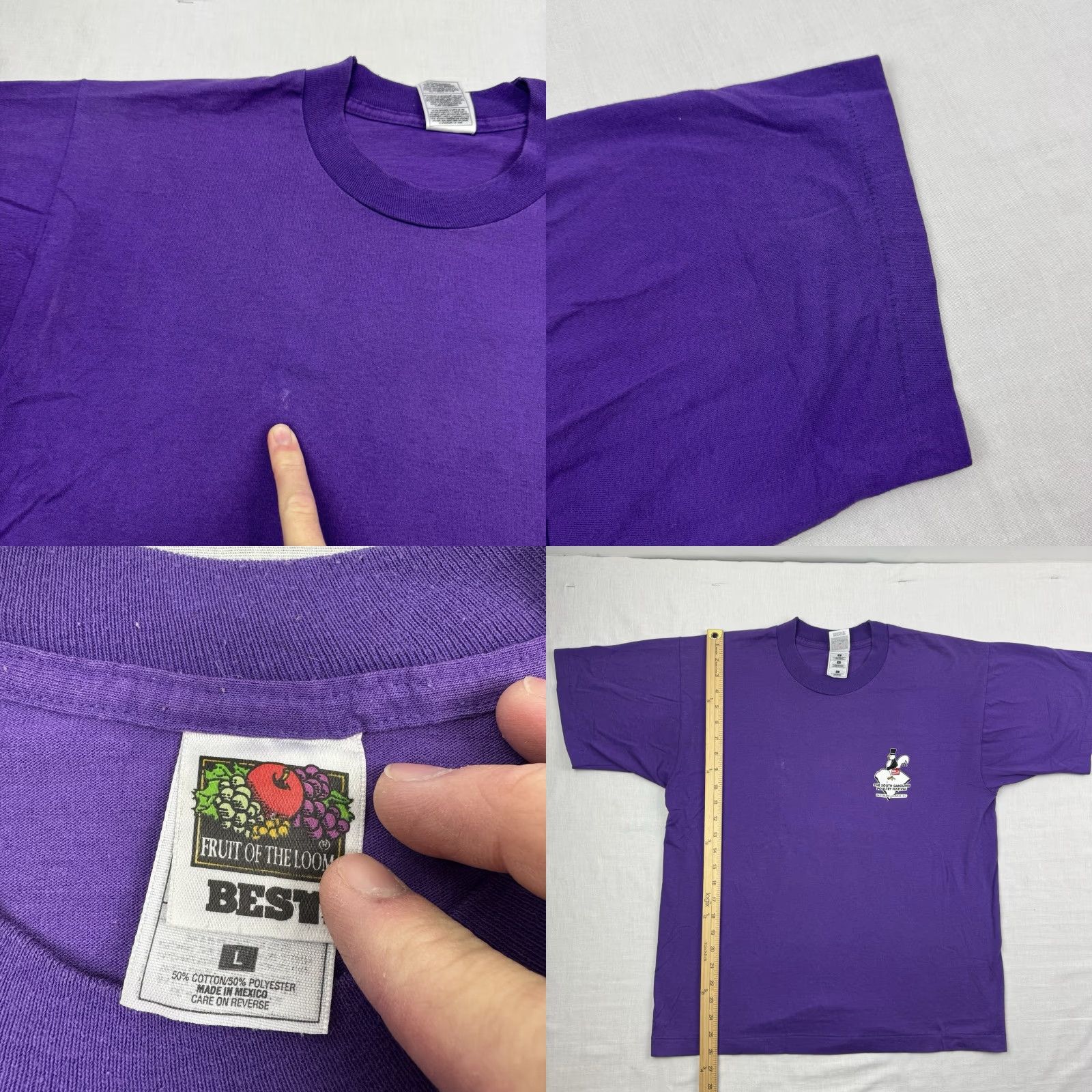 Fruit Of The Loom VINTAGE Poultry Festival T Shirt Adult Large Purple 90s USA Men Short Sleeve Crew Neck 10 Year Anniversary Fruit of the Loom T-Shirt Size US L / EU 52-54 / 3 - 8 Thumbnail