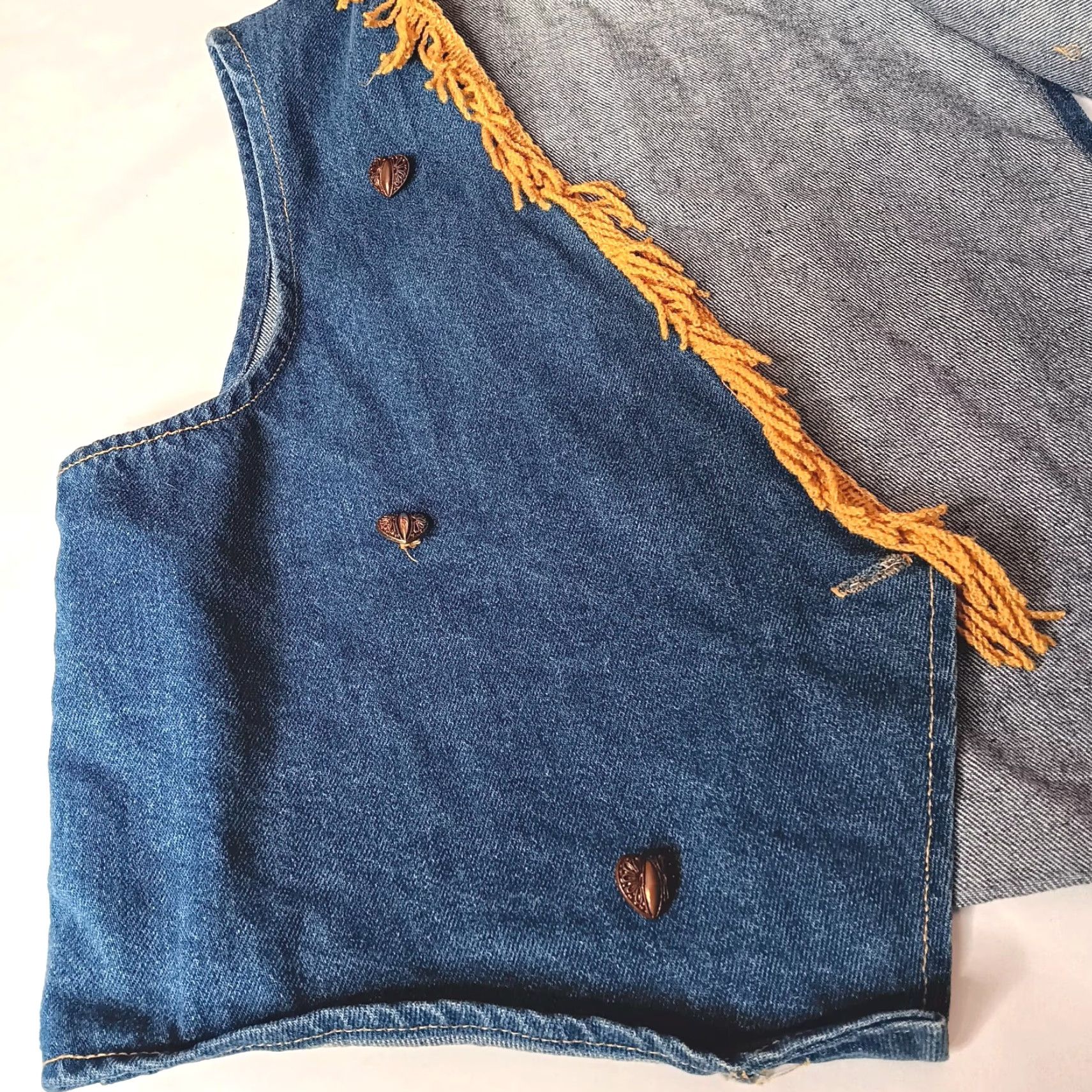 Cherokee VINTAGE Cherokee Western Vest Women L Blue Denim Fringe Button Cowgirl Vest Size L / US 10 / IT 46 - 7 Thumbnail
