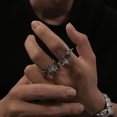 Jewelry Silver Gothic Spike Rings, Adjustable Metal Rings Size ONE SIZE - 2 Thumbnail