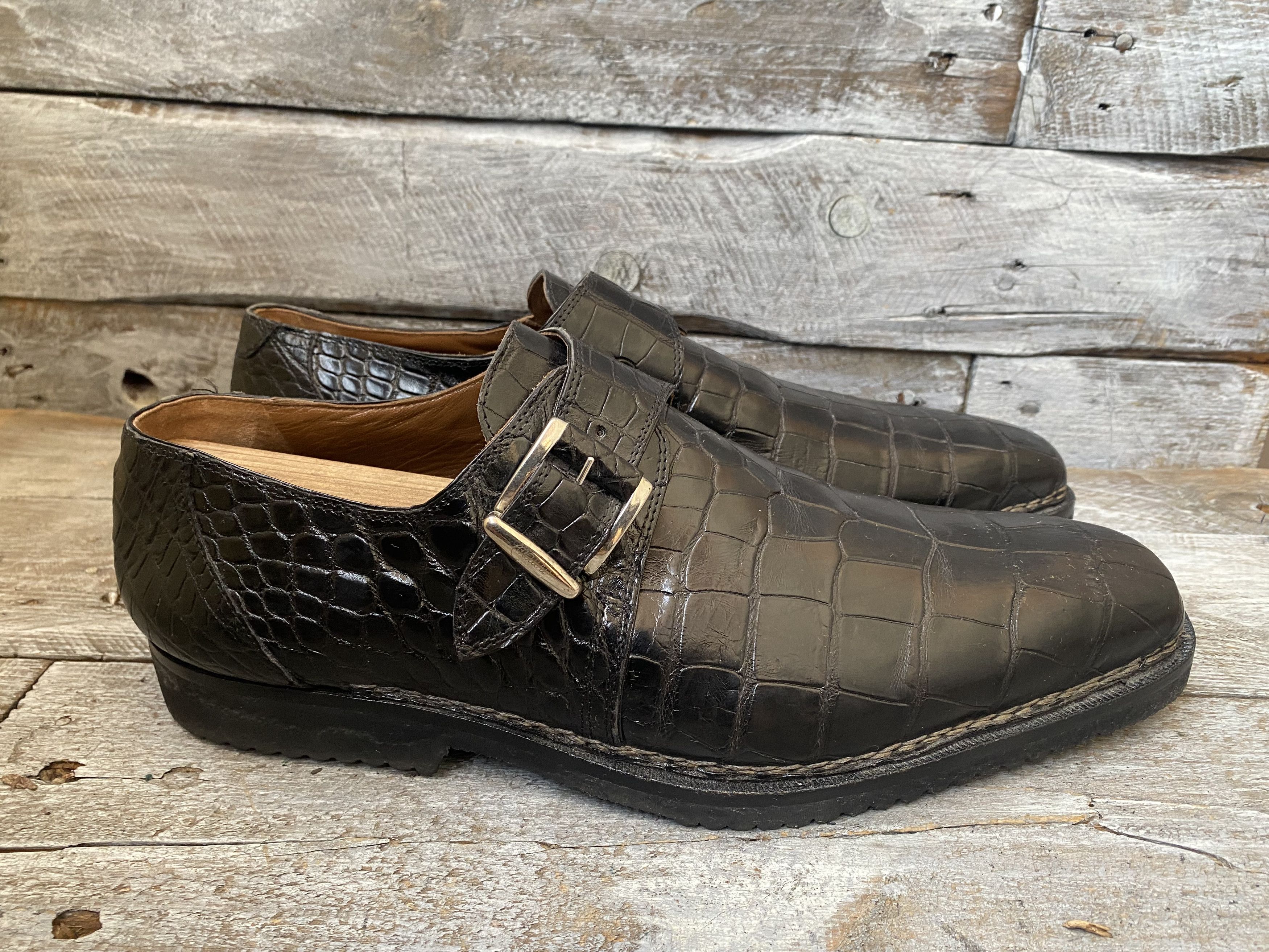 Mauri exotic alligator monkstrap dress shoes sz 10