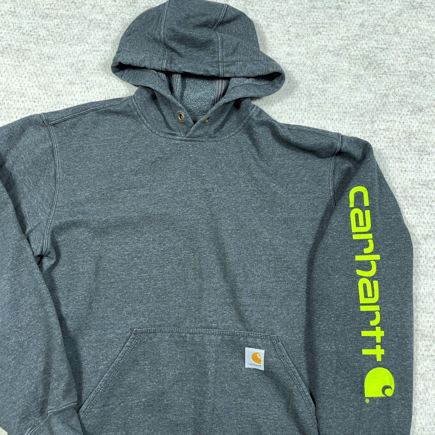 Carhartt Carhartt Hoodie Men XL Gray Green Loose Fit Sweatshirt Baggy Sleeve Spellout Size US XL / EU 56 / 4 - 3 Thumbnail