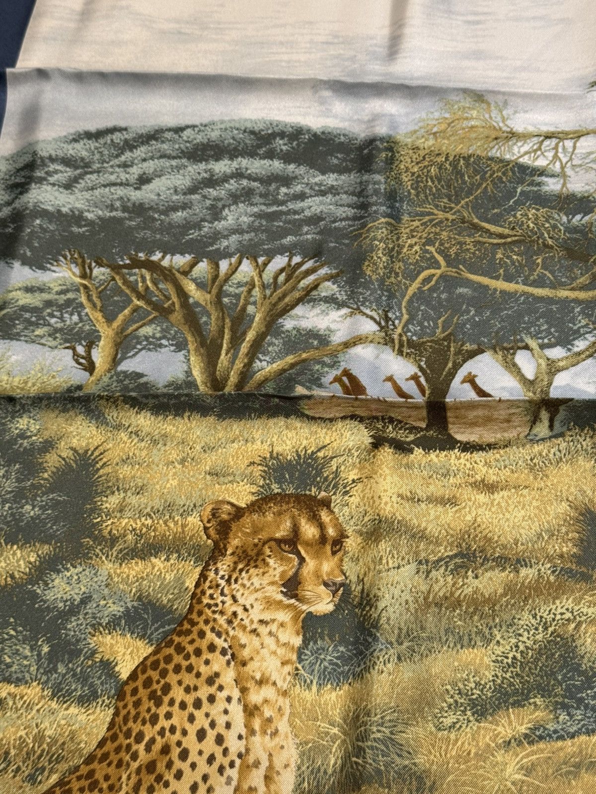 Salvatore Ferragamo Ferragamo Animal Scarf Vintage Blue Savannah Leopard Size ONE SIZE - 6 Thumbnail