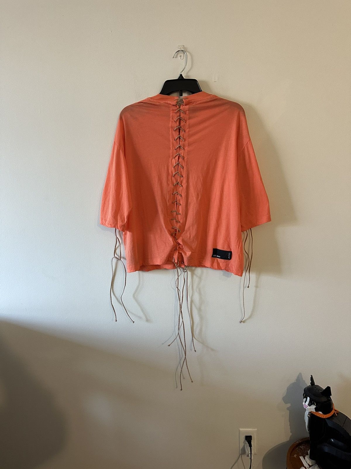 Unravel Project Ben Taverniti Unravel Project Cotton Lace Up Orange Tee S Size S / US 4 / IT 40 - 2 Thumbnail