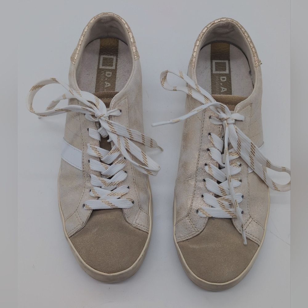 D.A.T.E. DATE Sz 7 HILL LOW STARDUST PLATINUM Lace-Up Sneakers W441 Size US 7 / IT 37 - 3 Thumbnail