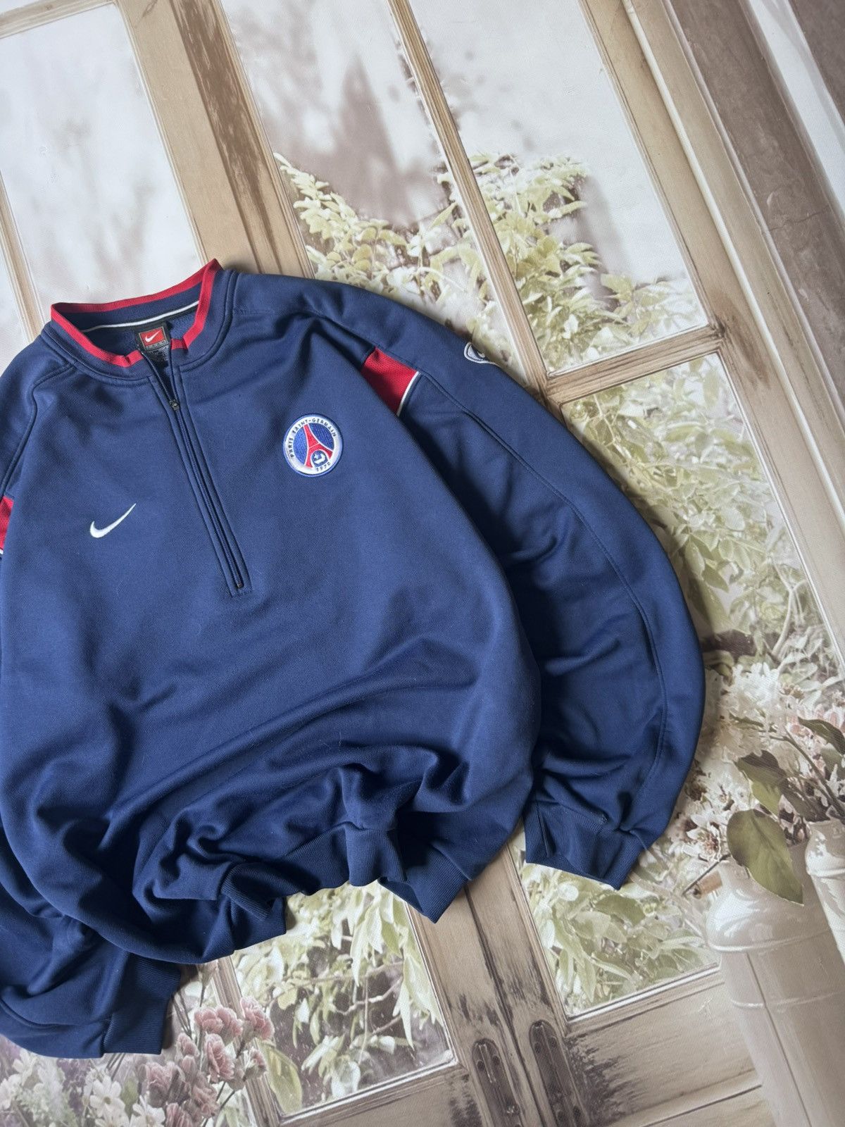 Nike Vintage Nike x Paris Saint-Germain Quarter Zip Sweatshirt 00 Size US L / EU 52-54 / 3 - 3 Thumbnail