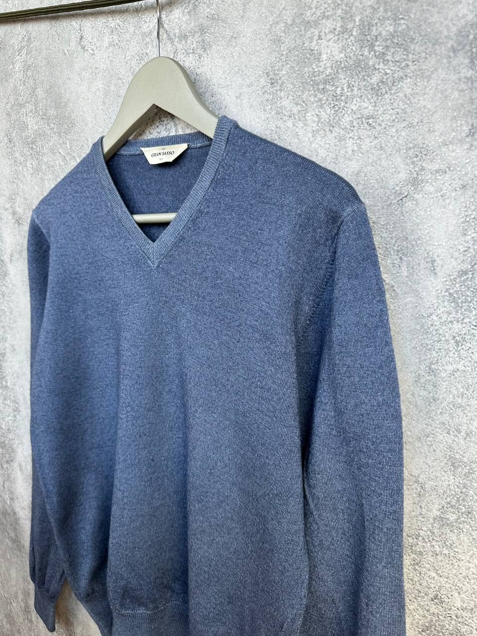 Gran Sasso Gran Sasso Lana Wool V-Neck Sweater Blue Jumper Pullover Size US M / EU 48-50 / 2 - 5 Thumbnail