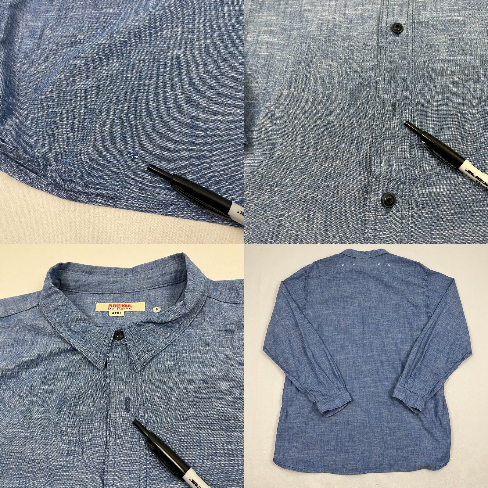 Vintage VINTAGE Birdwell Beach Britches Shirt Mens 3XL Blue Chambray Button-Up Work Vented Button Up Size US XXL / EU 58 / 5 - 8 Thumbnail