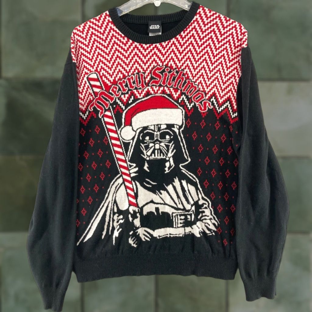 Star Wars Star Wars Darth Vader Christmas Sweater XL Graphic Print Long Sleeve Crew Neck Casual Mens Size US XL / EU 56 / 4 - 1 Thumbnail