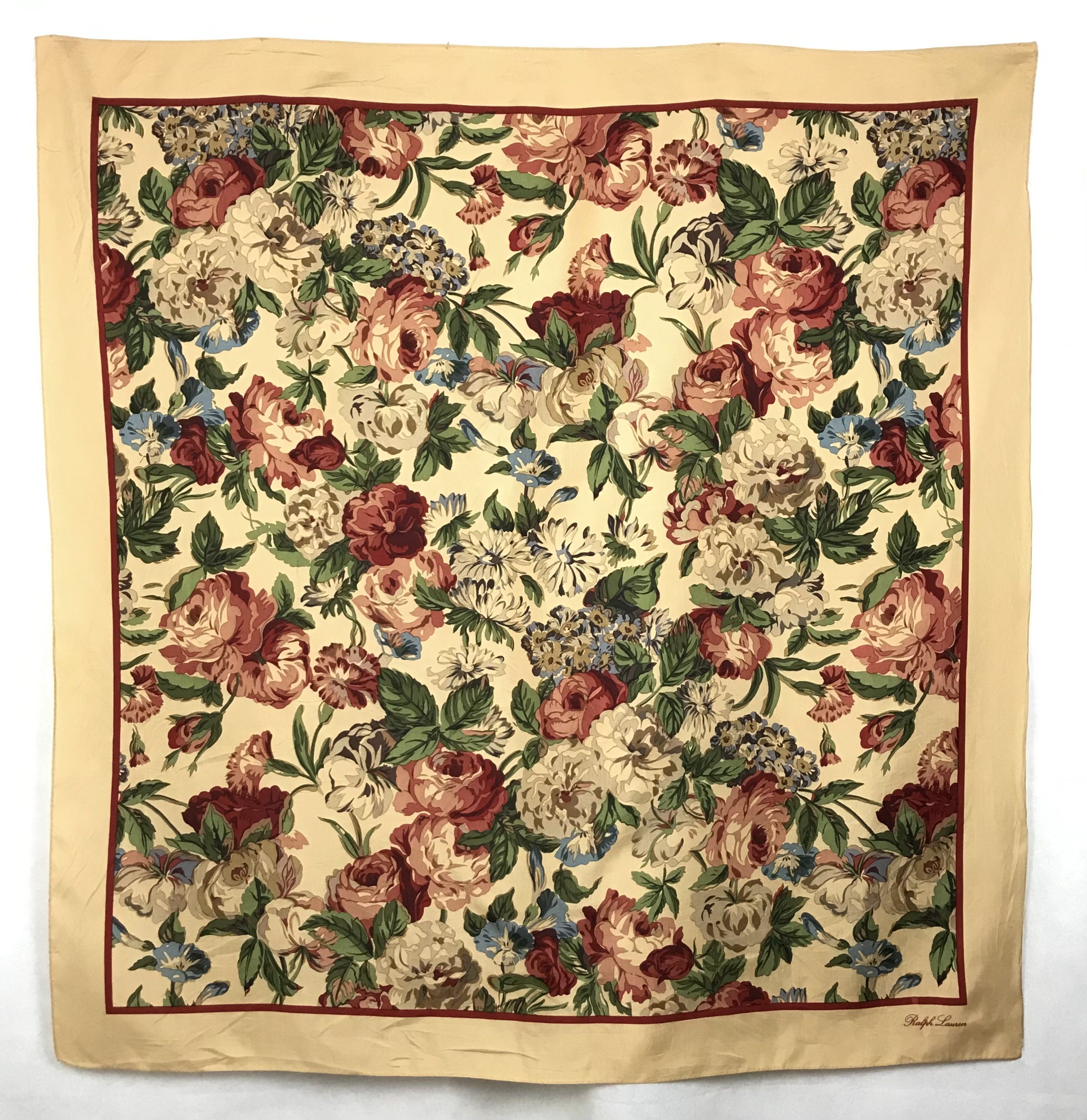 Ralph Lauren RL602 Vintage Ralph Lauren Silk Scarf Shawl Designer Scarf Size ONE SIZE - 1 Thumbnail