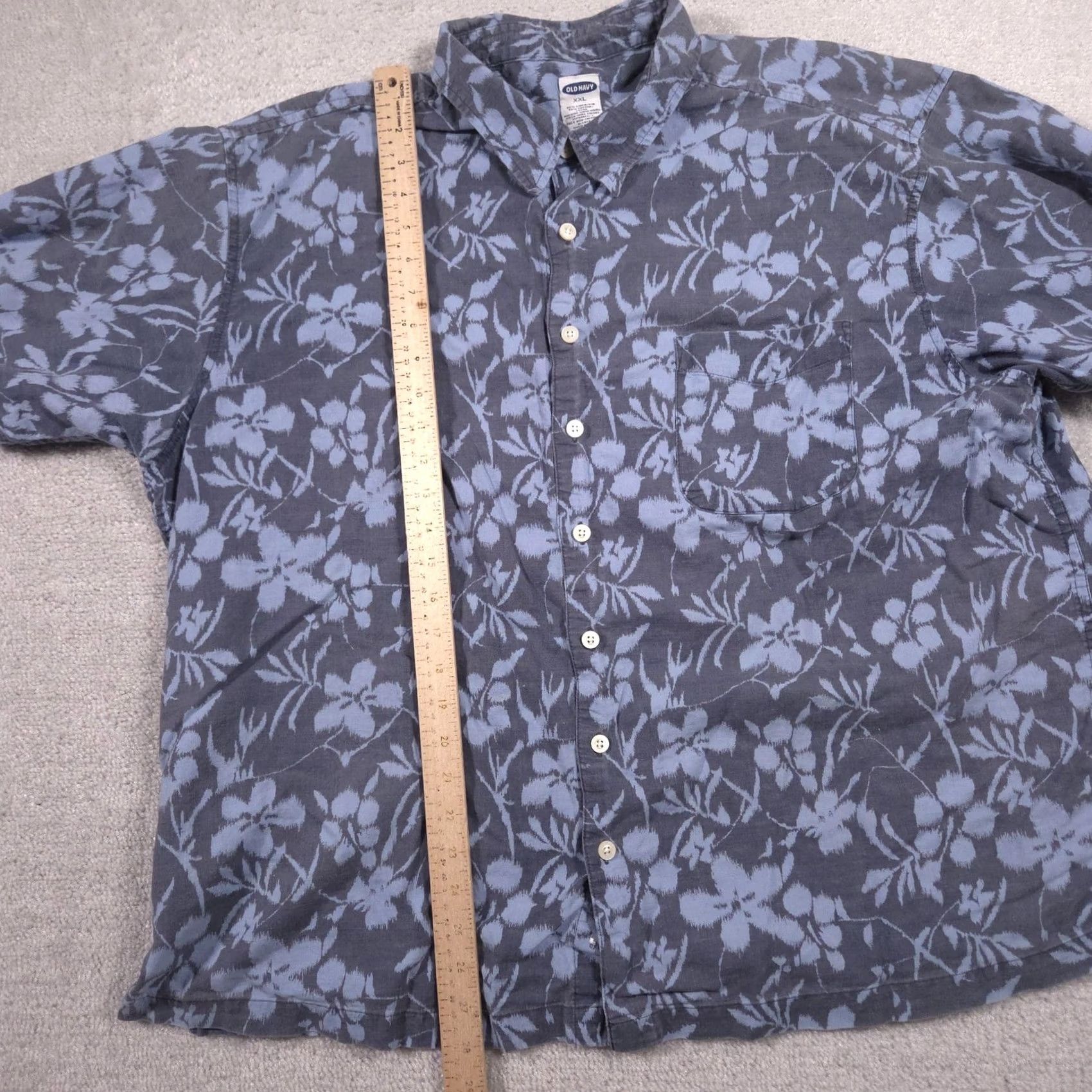 Old Navy Old Navy Shirt Mens 2XL Blue Floral Linen Button Front Short Sleeve Casual Size US XXL / EU 58 / 5 - 6 Thumbnail