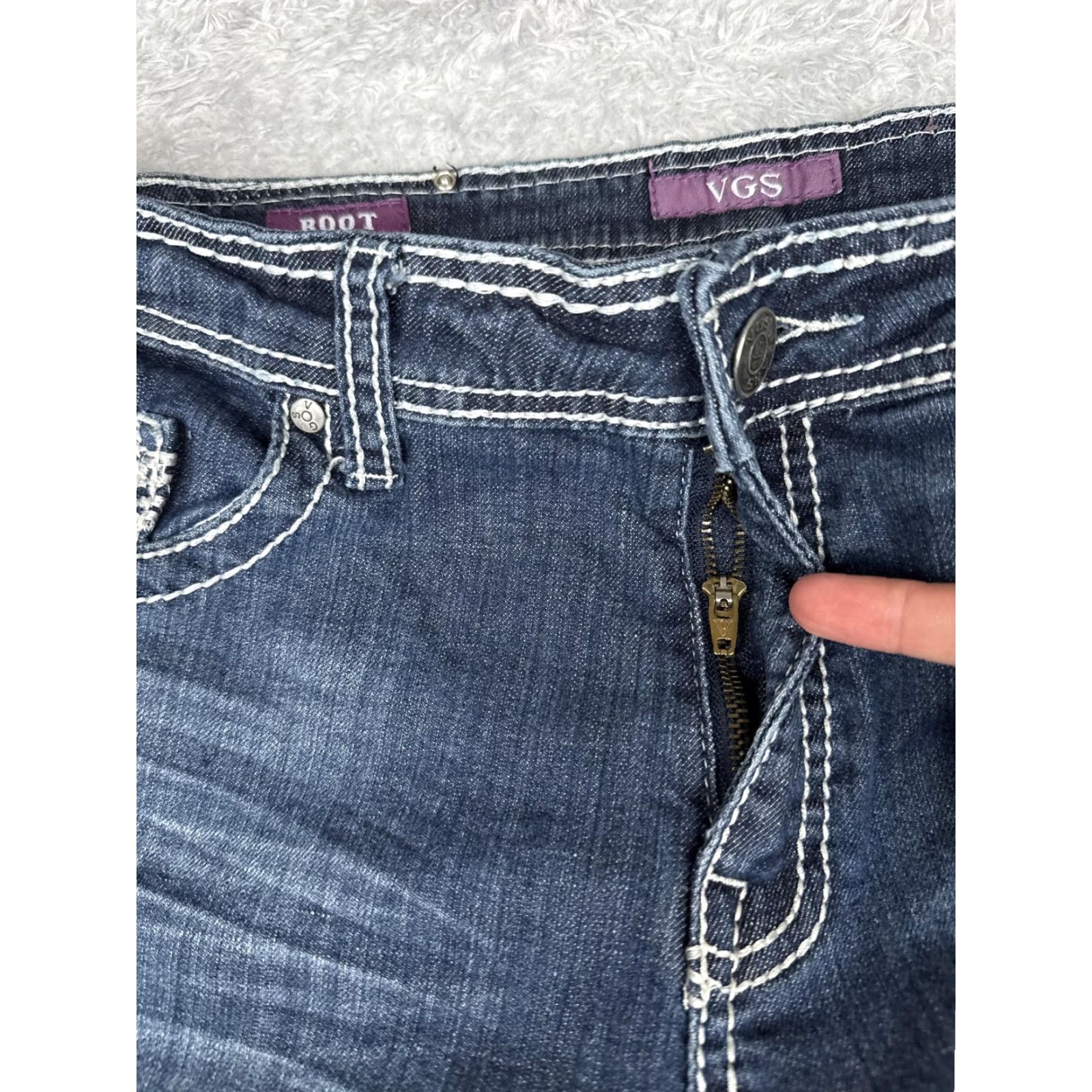 Denime VGS Jeans Womens Bootcut 14 Blue Mid Wash Stretch Lace Denim 34x31 Size 36" / US 14 / IT 50 - 5 Thumbnail