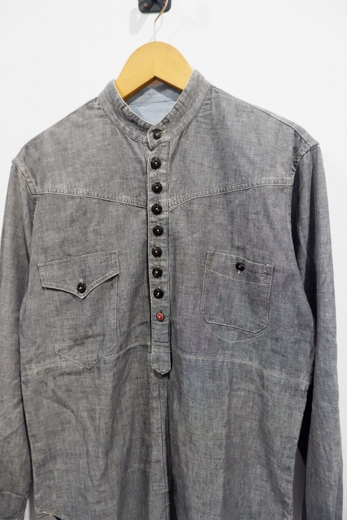 Scarti-Lab Scarti Lab Pullover Half Button Chambray Shirt Made in Italy Size US M / EU 48-50 / 2 - 2 Thumbnail