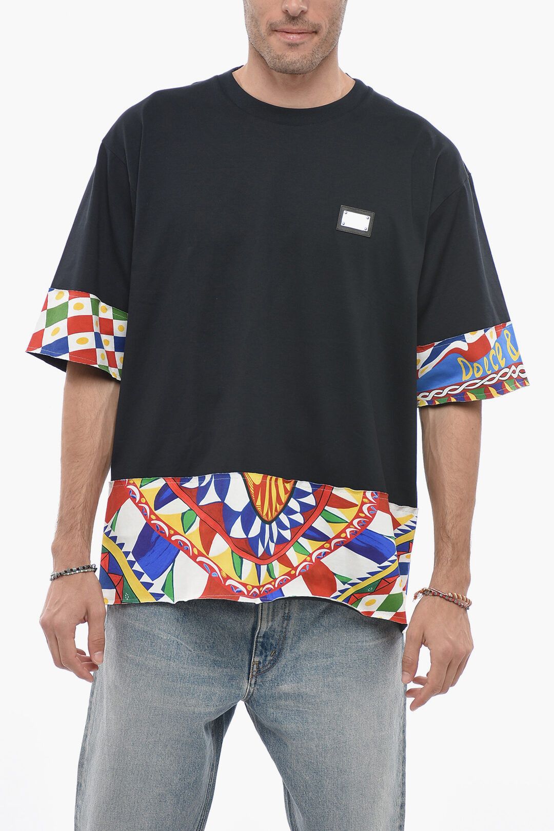 image of Dolce Gabbana Og1Mm0424 Carretto Printed T-Shirt In Black, Men's (Size Large)