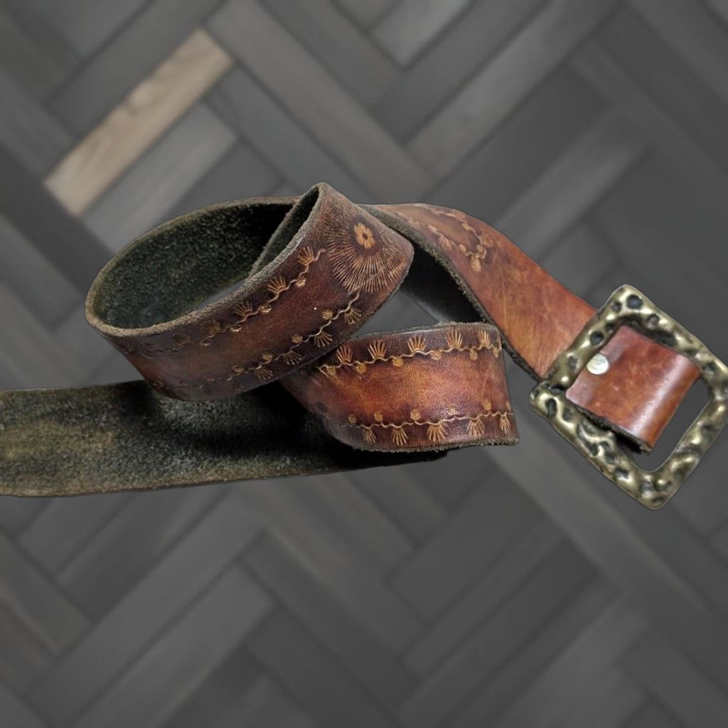Eddie Bauer × Vintage Vintage 90s Braided Brown Leather Belt 32